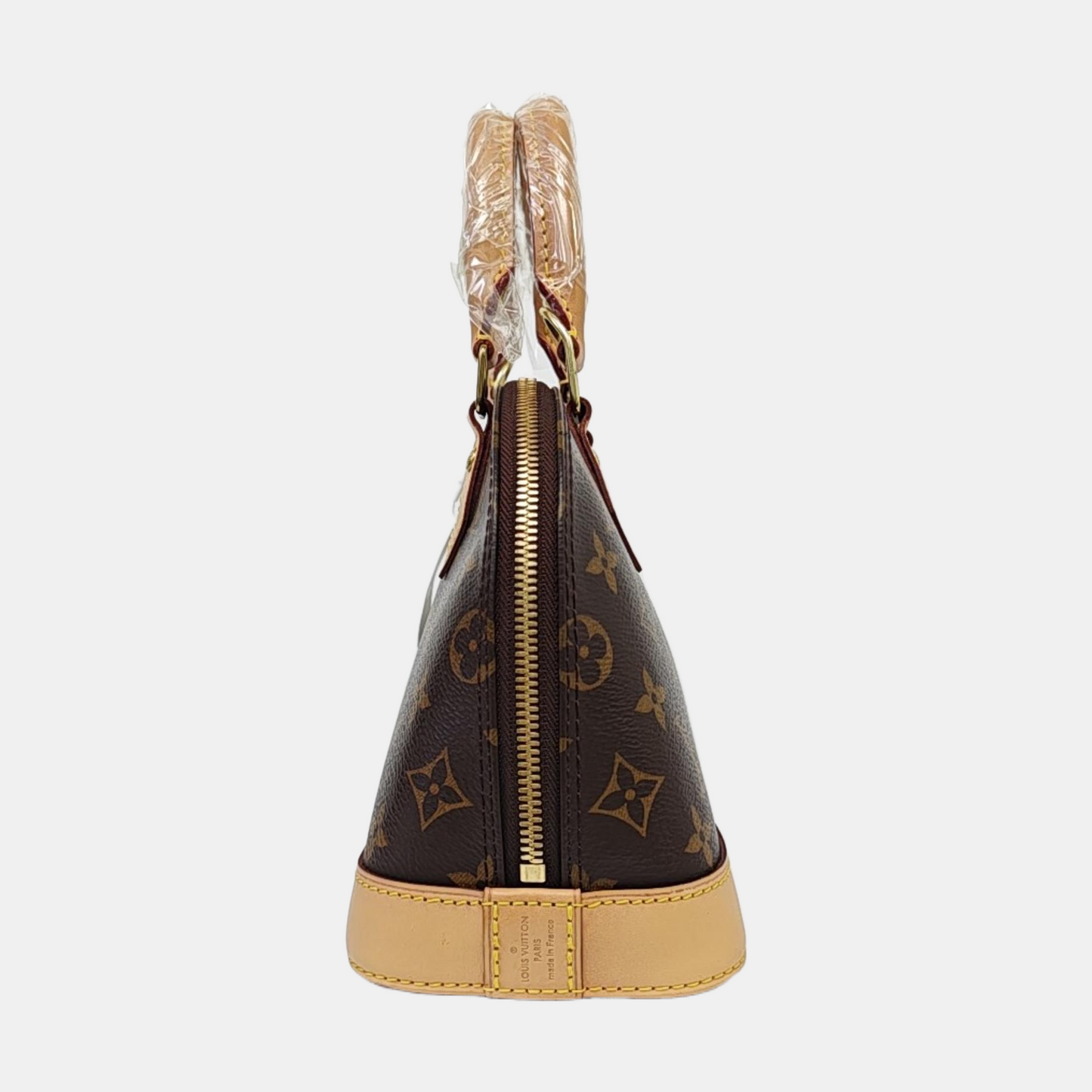 LOUIS VUITTON ALMA BB Brown Coated Canvas Monogram Vernis Shell Bag Single Shoulder Bag Tote Bag Crossbody Bag Gold Hardware Removable Shoulder Strap-(SKU)-963383316