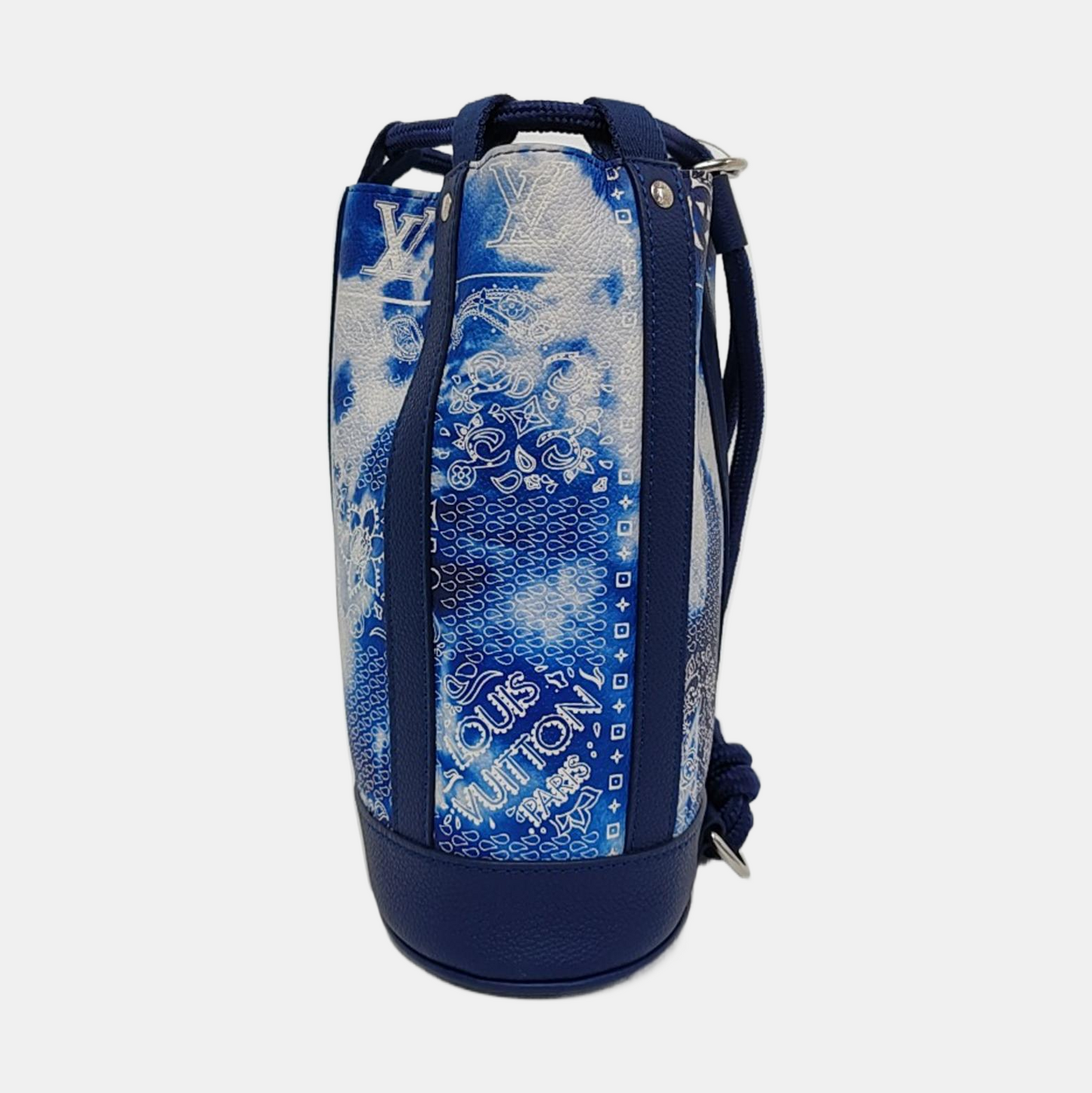 LOUIS VUITTON RANDONÉE Blue Coated Canvas Monogram Backpack with Silver Hardware and Detachable Strap, Complete Accessories-(SKU)-965562189