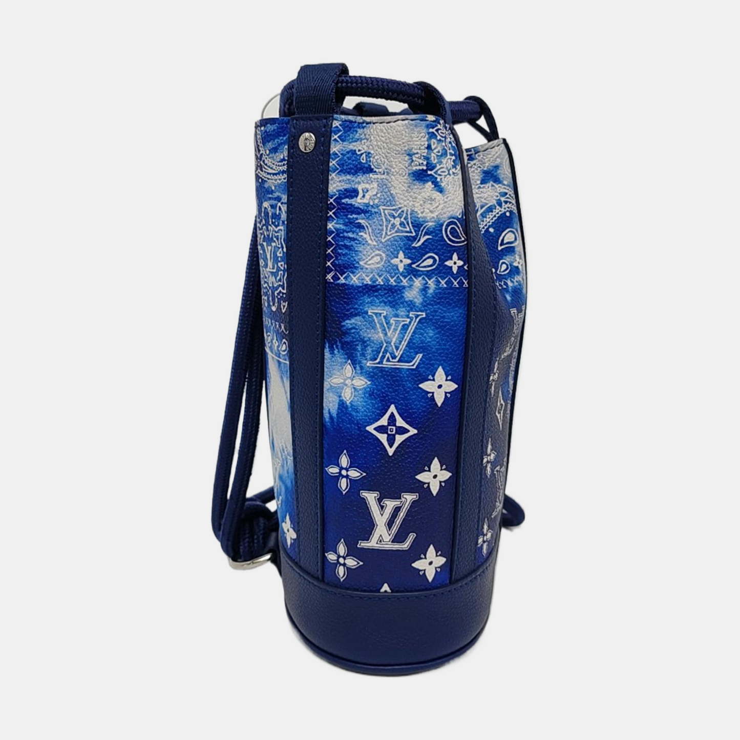 LOUIS VUITTON RANDONÉE Blue Coated Canvas Monogram Backpack with Silver Hardware and Detachable Strap, Complete Accessories-(SKU)-965562189