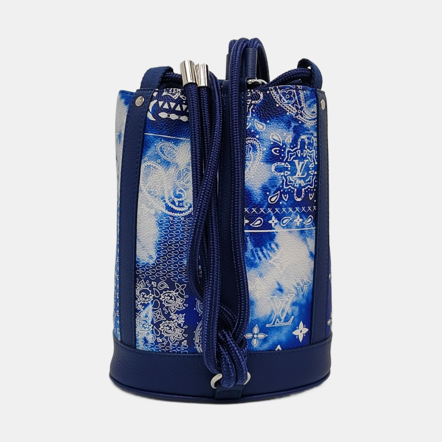 LOUIS VUITTON RANDONÉE Blue Coated Canvas Monogram Backpack with Silver Hardware and Detachable Strap, Complete Accessories-(SKU)-965562189