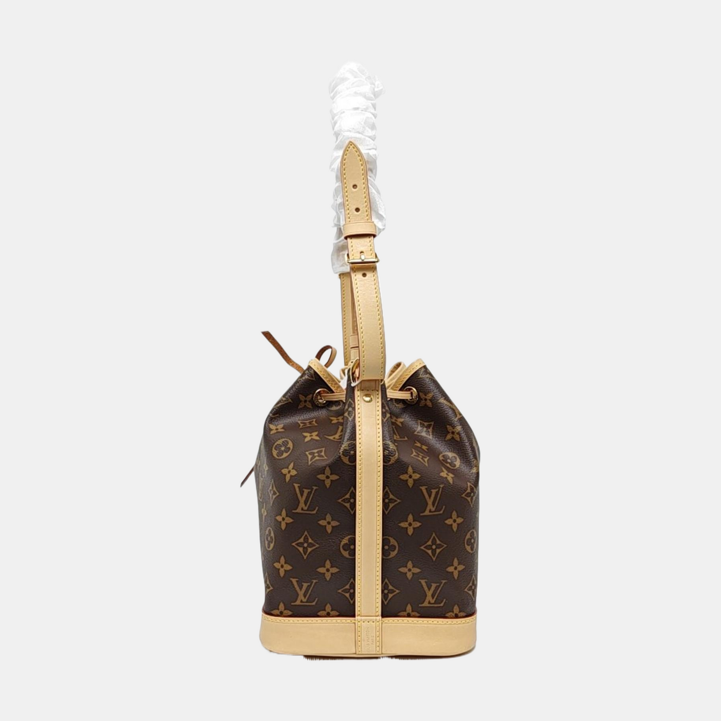 LOUIS VUITTON NOÉ Brown Coated Canvas Monogram Bucket Bag Shoulder Bag, Crossbody Bag with Detachable Strap, Gold Hardware-(SKU)-965774129