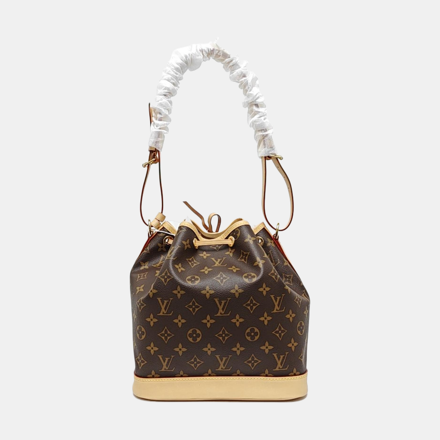 LOUIS VUITTON NOÉ Brown Coated Canvas Monogram Bucket Bag Shoulder Bag, Crossbody Bag with Detachable Strap, Gold Hardware-(SKU)-965774129