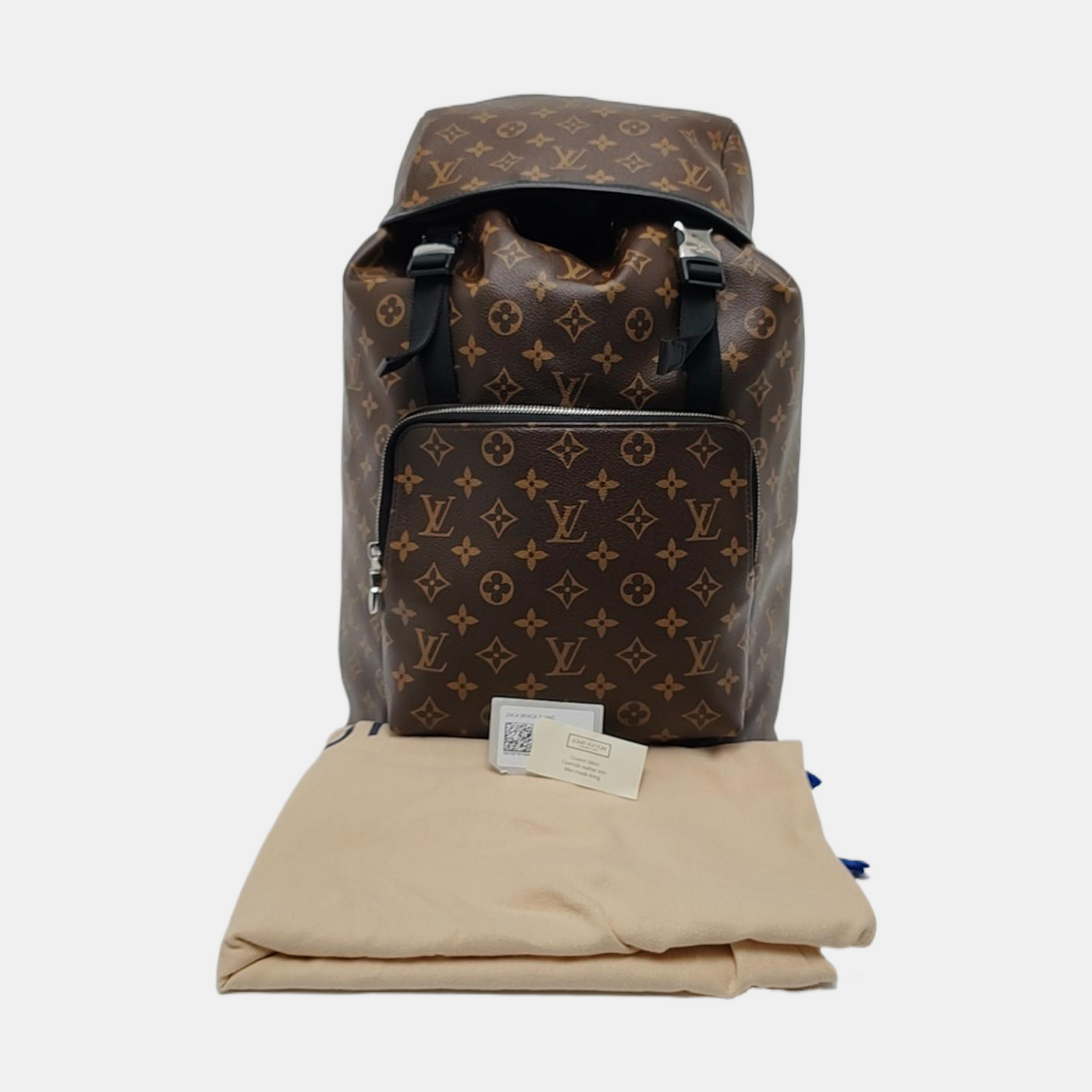 LOUIS VUITTON ZACK Medium Brown Coated Canvas Monogram Backpack Handbag Silver Hardware-(SKU)-965813745