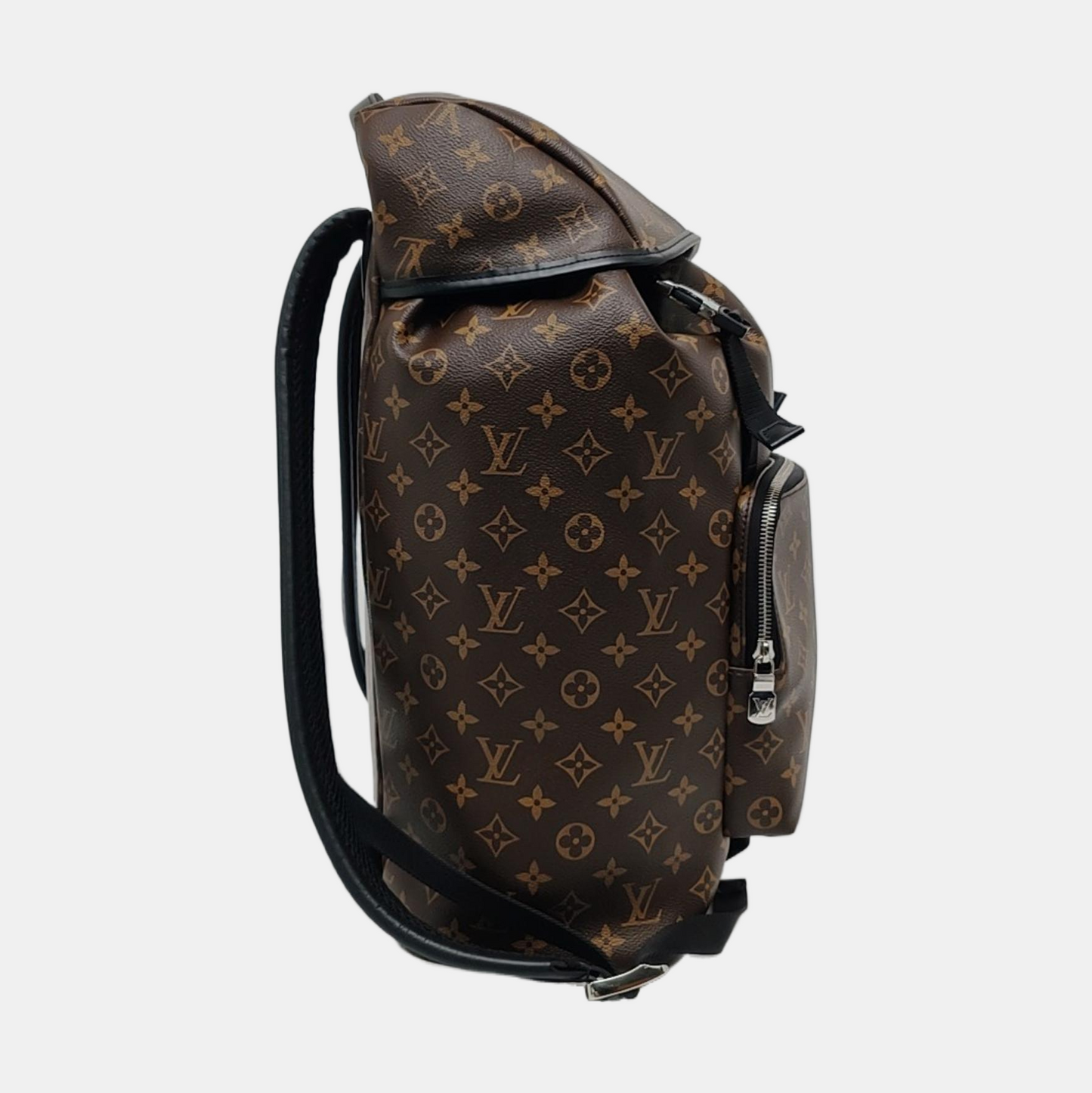LOUIS VUITTON ZACK Medium Brown Coated Canvas Monogram Backpack Handbag Silver Hardware-(SKU)-965813745