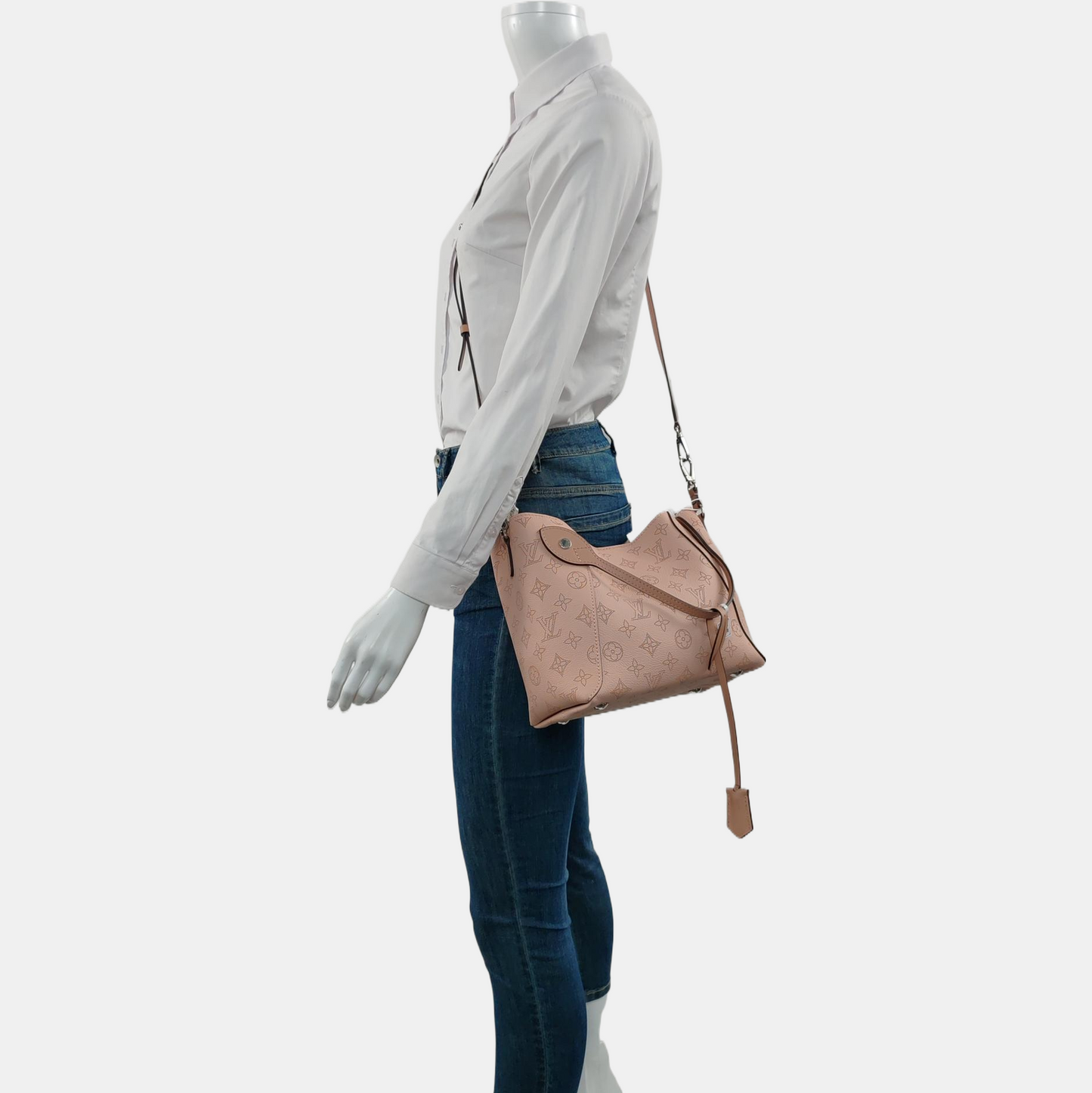LOUIS VUITTON HINA Small Light Pink Leather Monogram Single Shoulder Bag with Detachable Strap-(SKU)-965813854