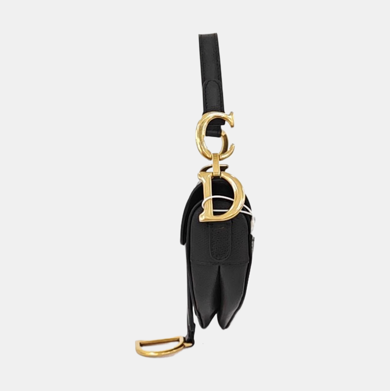 DIOR Saddle Mini Black Leather Saddle Bag Shoulder Bag Crossbody Bag Tote Bag Golden Hardware Removable Strap-(SKU)-964856493