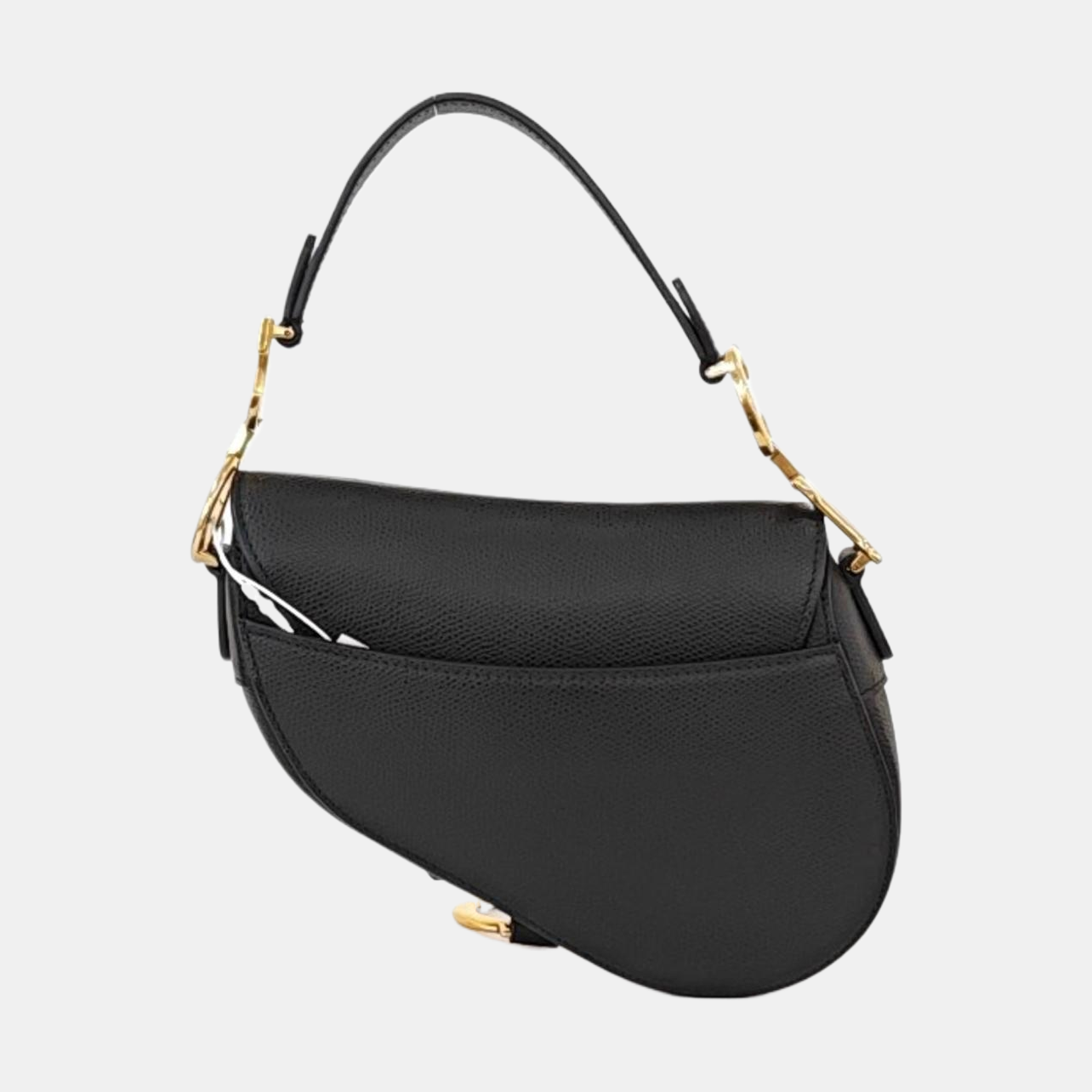 DIOR Saddle Mini Black Leather Saddle Bag Shoulder Bag Crossbody Bag Tote Bag Golden Hardware Removable Strap-(SKU)-964856493