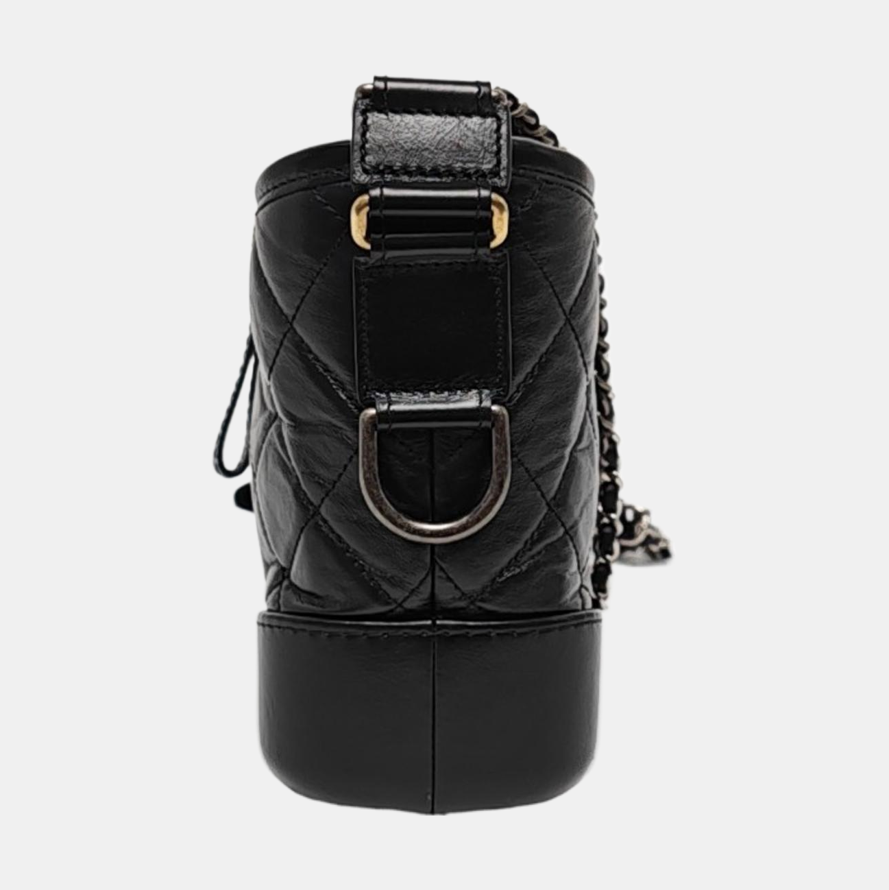CHANEL GABRIELLE Small Black Leather Quilted Intrecciato Bag Crossbody Bag Single Shoulder Bag Golden Silver Ruthenium Hardware 26cm Removable Strap Accessories Complete-(SKU)-949455868