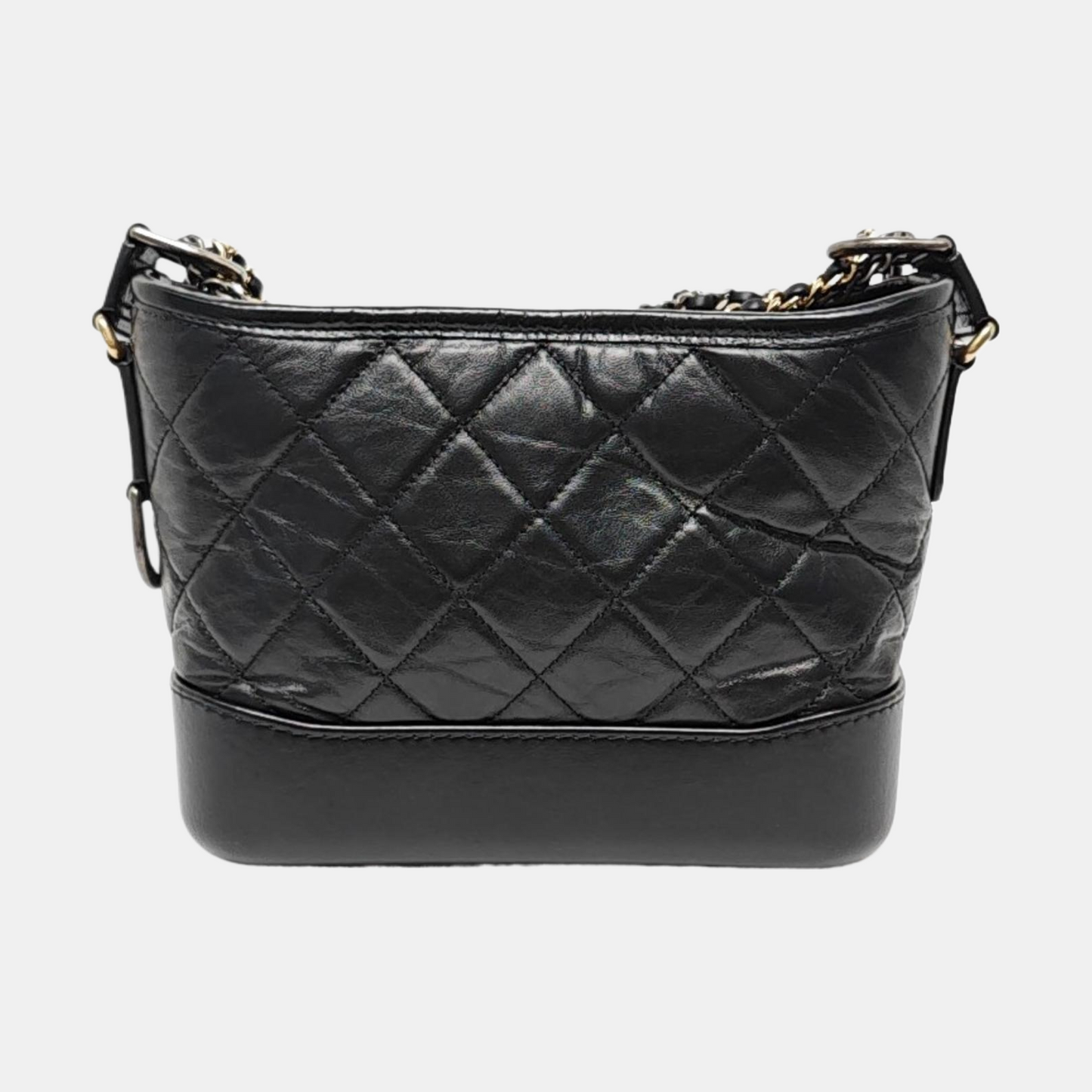 CHANEL GABRIELLE Small Black Leather Quilted Intrecciato Bag Crossbody Bag Single Shoulder Bag Golden Silver Ruthenium Hardware 26cm Removable Strap Accessories Complete-(SKU)-949455868