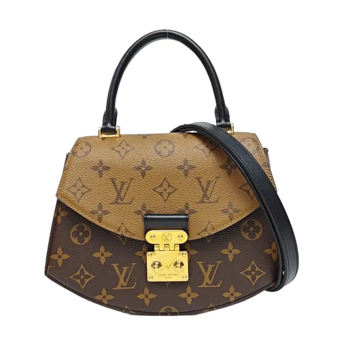 LOUIS VUITTON EDEN Brown Coated Canvas Monogram Shoulder Bag Tote Bag Crossbody Bag Golden Hardware Removable Strap Complete Accessories-(SKU)-965955007