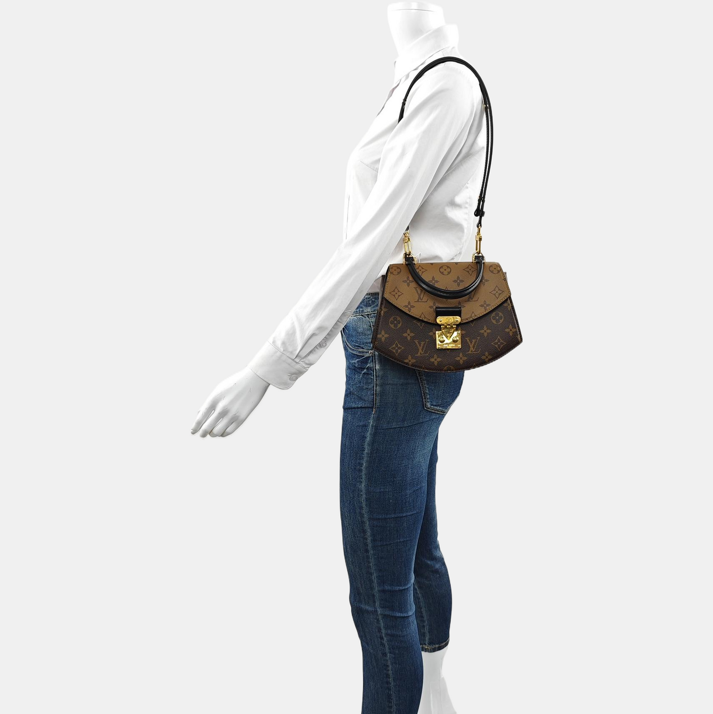 LOUIS VUITTON EDEN Brown Coated Canvas Monogram Shoulder Bag Tote Bag Crossbody Bag Golden Hardware Removable Strap Complete Accessories-(SKU)-965955007