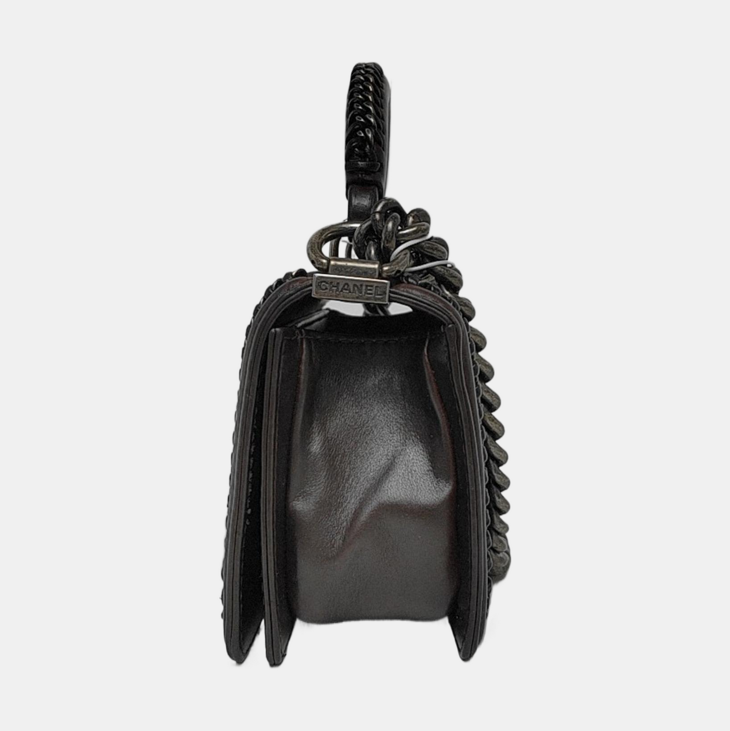 CHANEL BOY CHANEL Small Burgundy Calfskin Quilted Shoulder Bag Tote Crossbody Bag with Detachable Strap Rhodium Hardware 21 Compartments-(SKU)-965756203