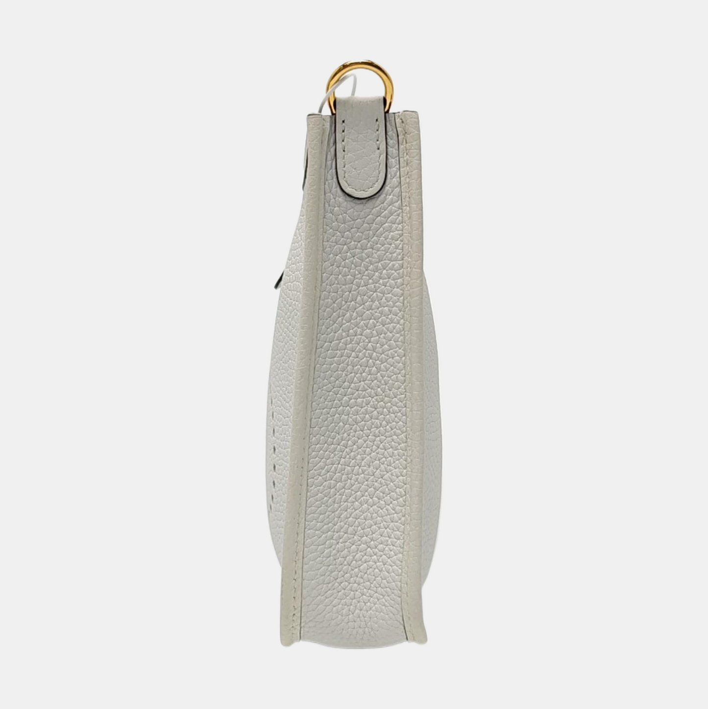 HERMÈS Evelyne New White Clemence Leather Cutout Shoulder Bag Crossbody Bag Handbag Golden Hardware Removable Shoulder Strap Accessories Included-(SKU)-961613052