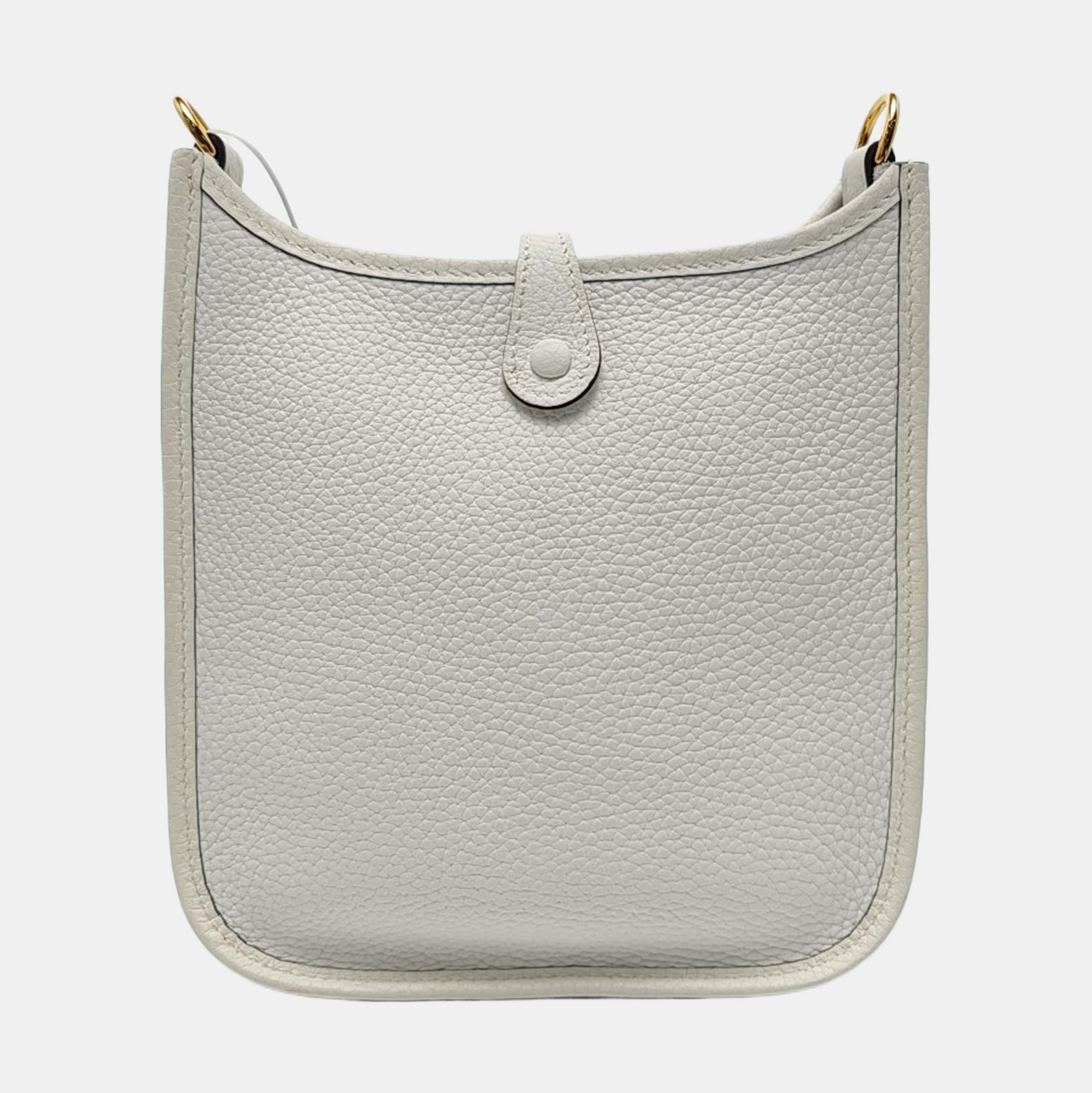 HERMÈS Evelyne New White Clemence Leather Cutout Shoulder Bag Crossbody Bag Handbag Golden Hardware Removable Shoulder Strap Accessories Included-(SKU)-961613052