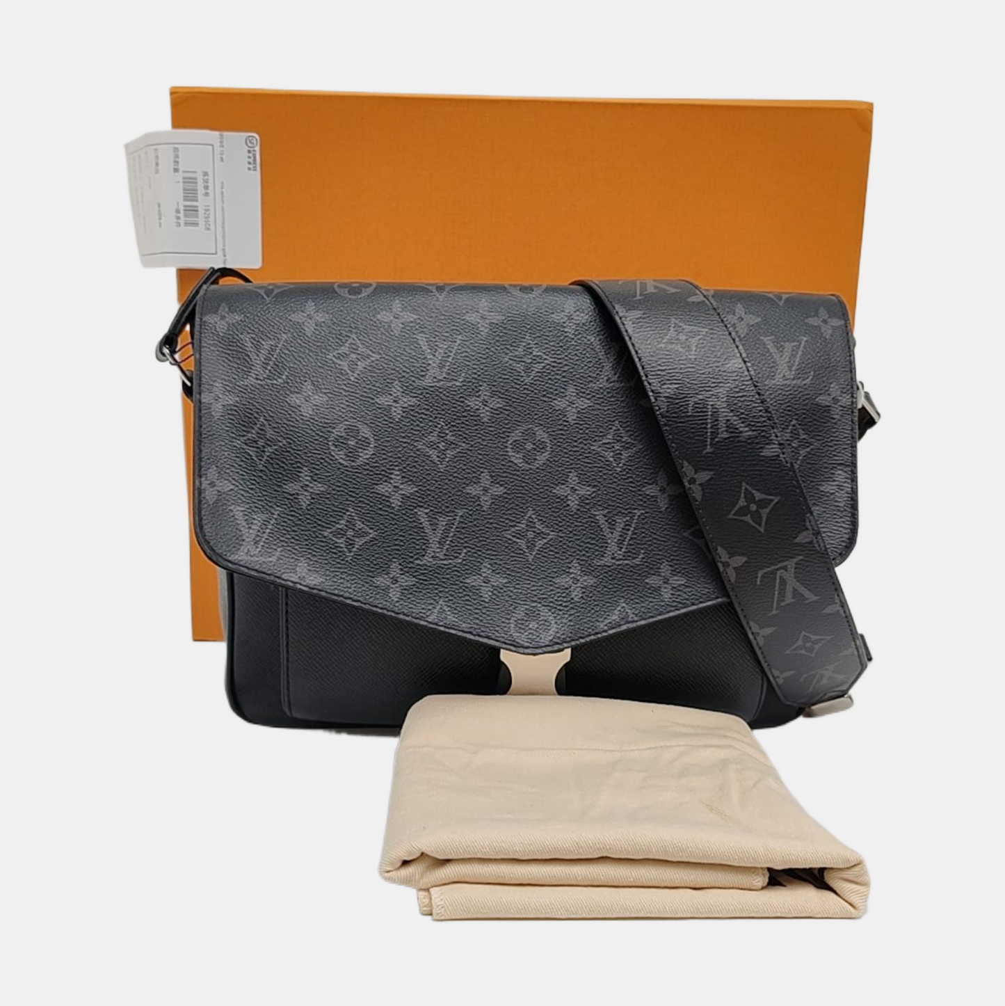 LOUIS VUITTON TAIGARAMA Black Coated Canvas Monogram Tote Shoulder Bag with Silver Hardware-(SKU)-965640486