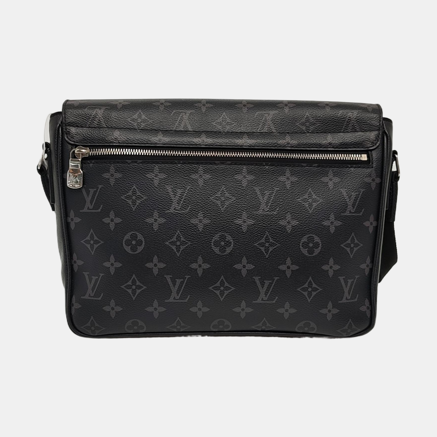 LOUIS VUITTON TAIGARAMA Black Coated Canvas Monogram Tote Shoulder Bag with Silver Hardware-(SKU)-965640486