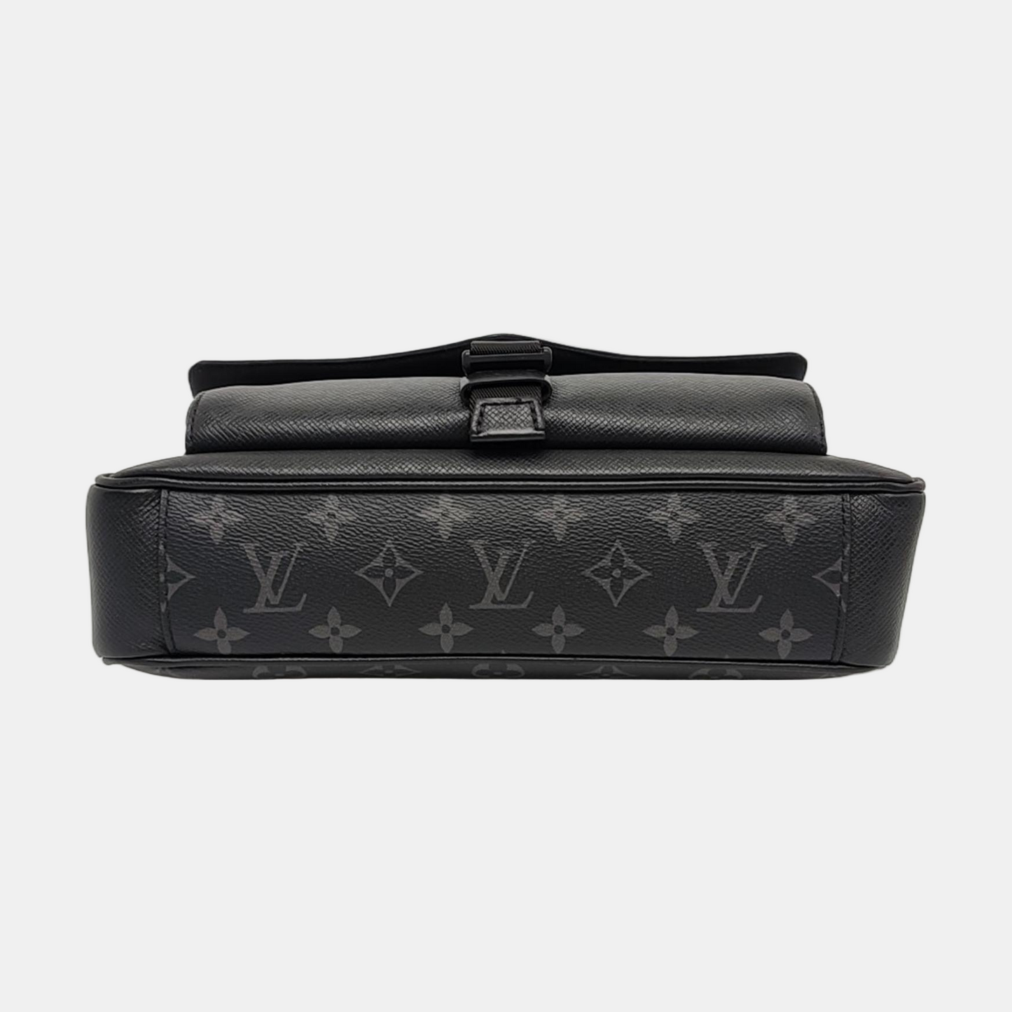 LOUIS VUITTON TAIGARAMA Black Coated Canvas Monogram Tote Shoulder Bag with Silver Hardware-(SKU)-965640486