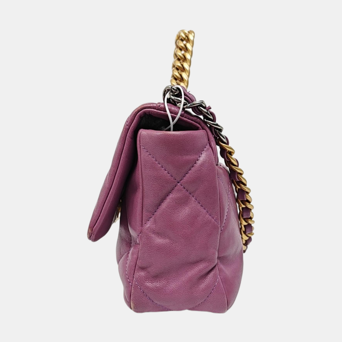CHANEL CHANEL 19 Small Pastel Pink Lamb Leather Quilted Stitch Shoulder Bag Crossbody Bag Gold Silver Rhodium Hardware 30 Clasp-(SKU)-966023711