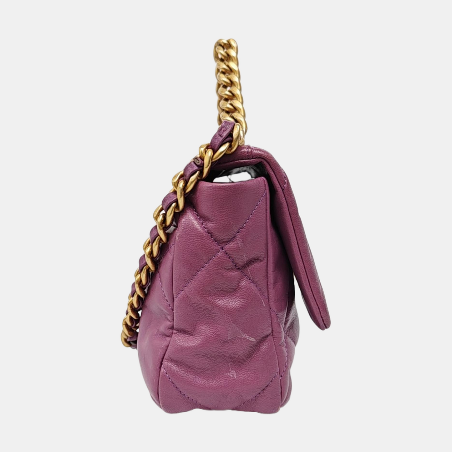 CHANEL CHANEL 19 Small Pastel Pink Lamb Leather Quilted Stitch Shoulder Bag Crossbody Bag Gold Silver Rhodium Hardware 30 Clasp-(SKU)-966023711