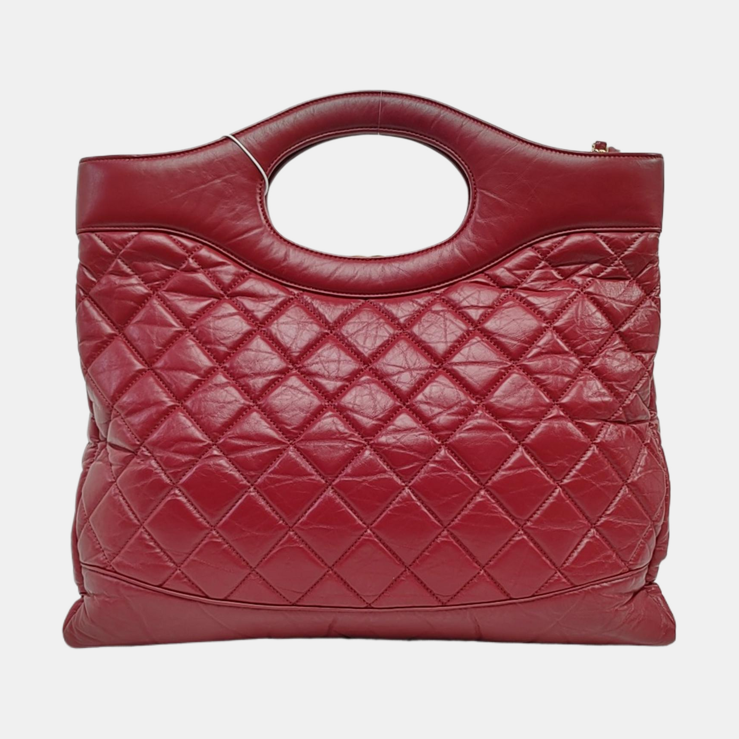 CHANEL CHANEL 31 Burgundy Vintage Calfskin Diamond Quilted Crossbody Single Shoulder Bag Tote with Gold Hardware 30 Compartments-(SKU)-966025324