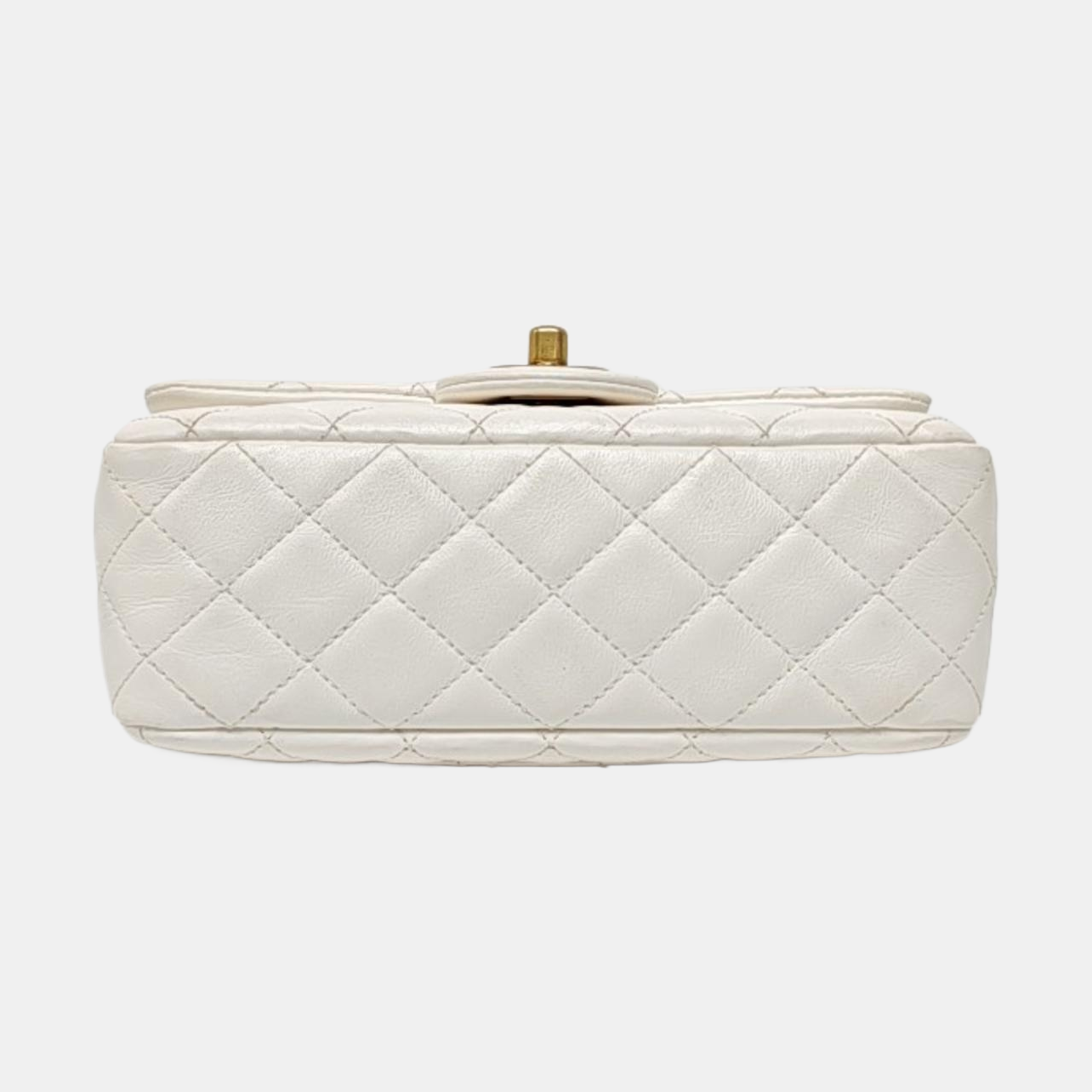 CHANEL CLASSIC FLAP Mini White Lambskin Diamond Quilted Mini Single Shoulder Bag Crossbody with Gold Hardware 30 Compartments-(SKU)-966313895