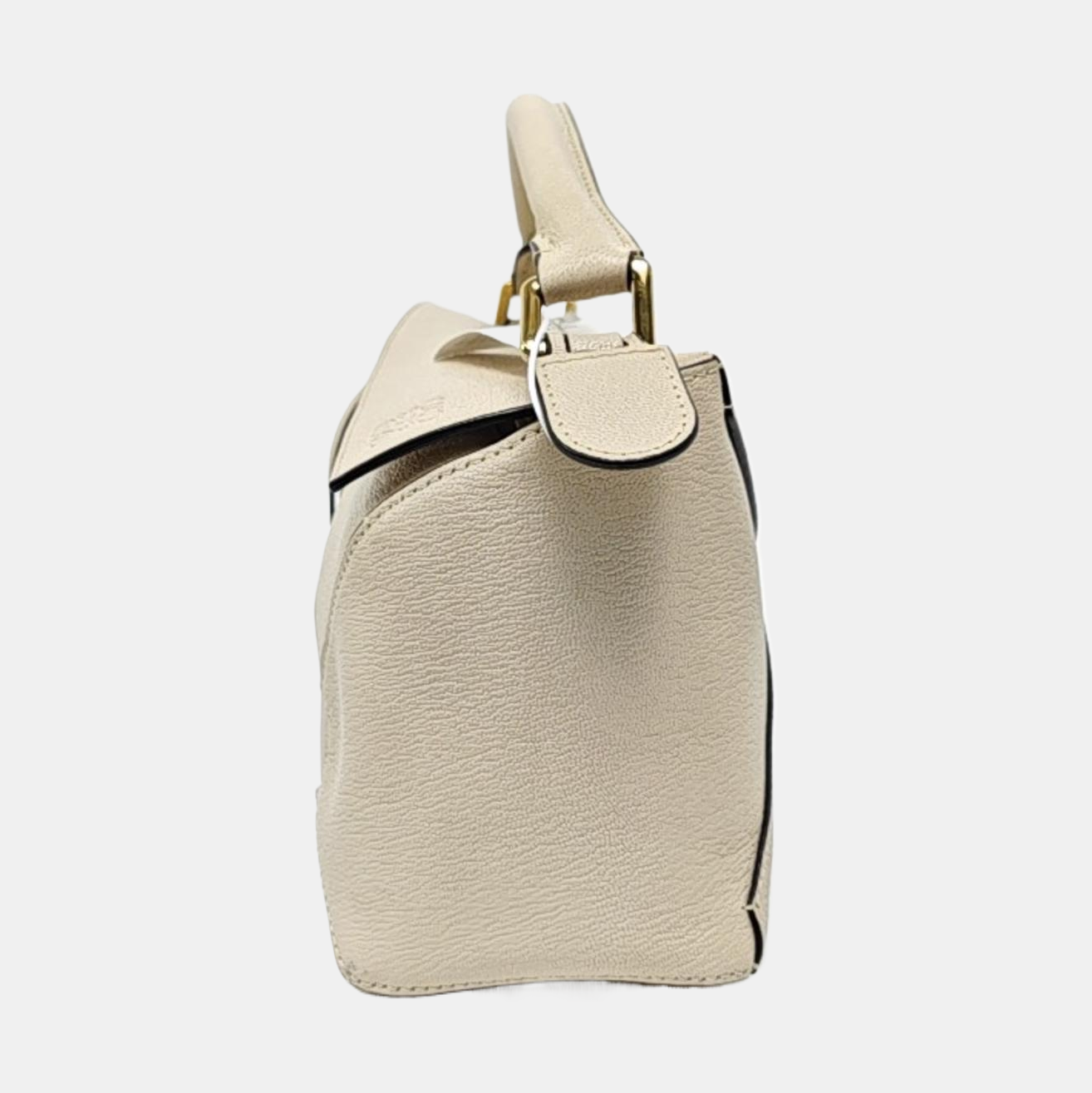 LOEWE Puzzle Small White Lamb Skin Geometric Shoulder Bag Crossbody Tote with Removable Strap-(SKU)-966123695