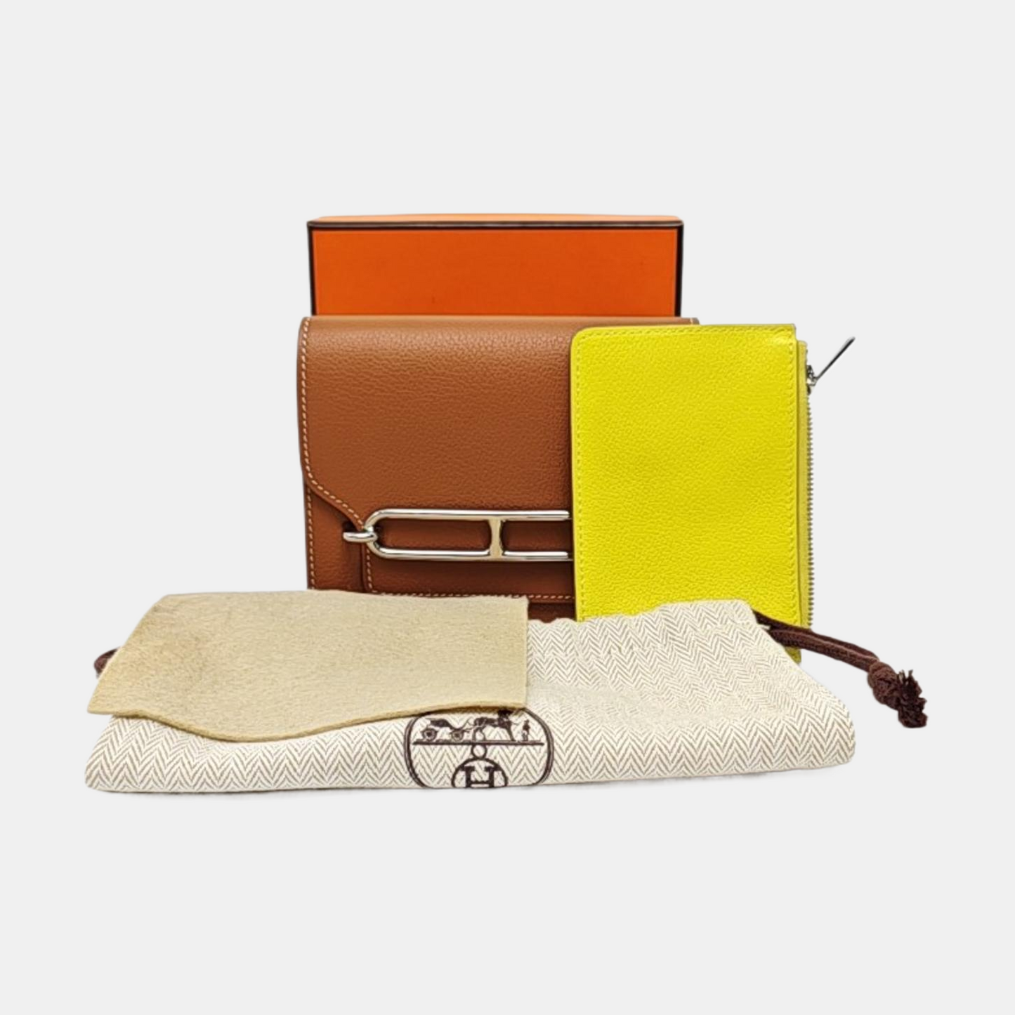HERMÈS Roulis Gold Brown Evercolor Calfskin Wallet Silver Hardware U Sub-pockets-(SKU)-966024650
