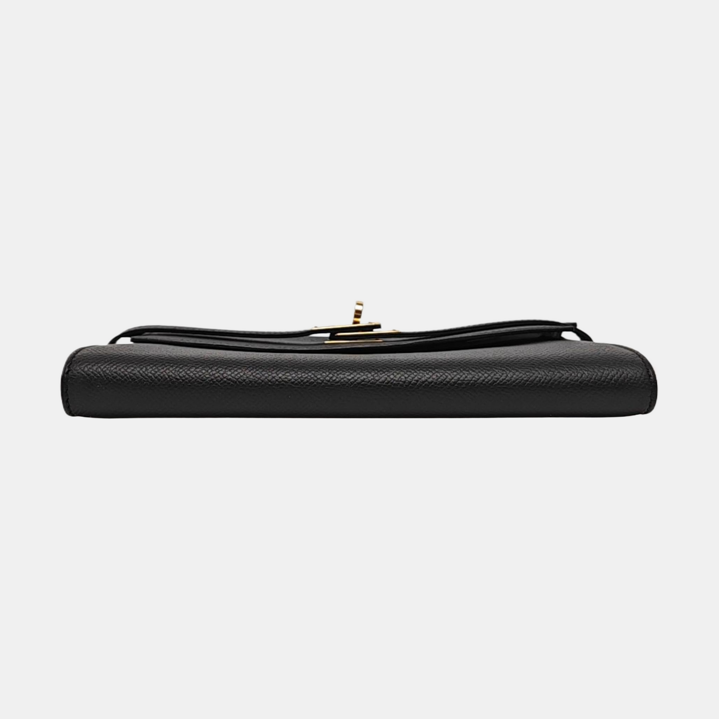 HERMÈS Kelly, black Epsom leather wallet, gold hardware, X, external stitching-(SKU)-966022168