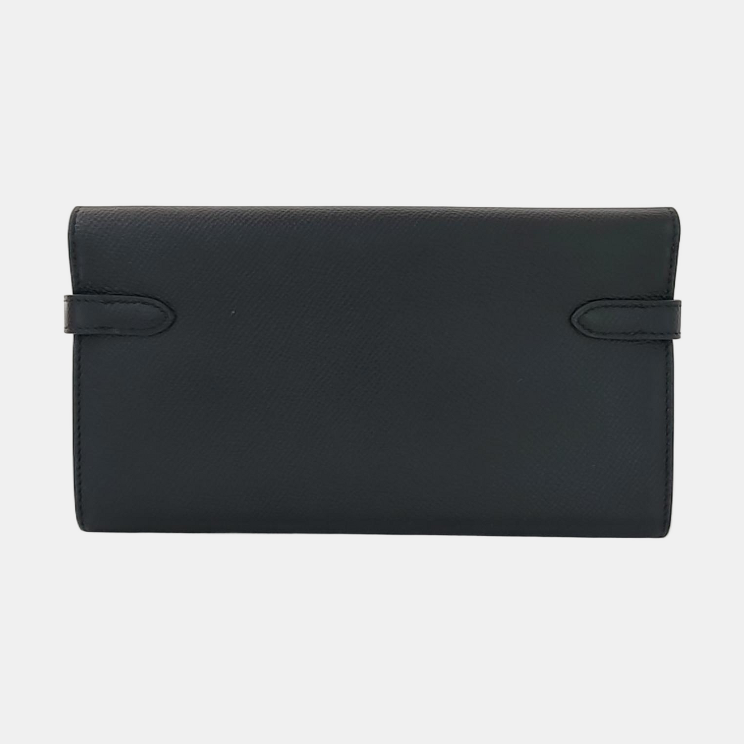HERMÈS Kelly, black Epsom leather wallet, gold hardware, C, external stitching-(SKU)-966027449