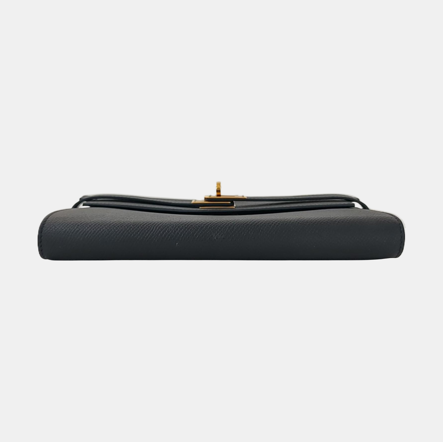 HERMÈS Kelly, black Epsom leather wallet, gold hardware, C, external stitching-(SKU)-966027449