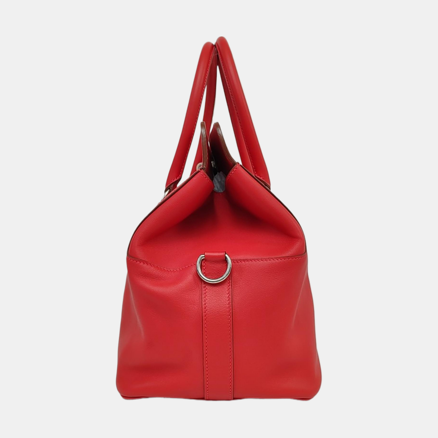 HERMÈS Toolbox 26 Peony Red Evercolor Leather Shoulder Bag Tote Crossbody Bag with Silver Hardware and Removable Strap-(SKU)-966025758