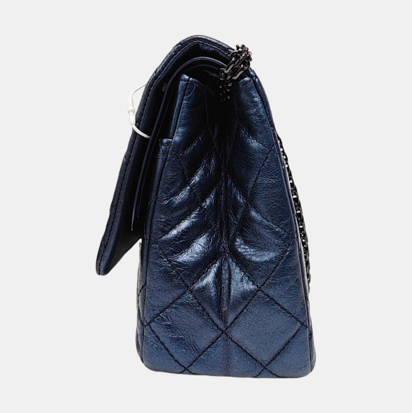 CHANEL 2.55 Maxi Super Large Blue Lamb Leather Quilted Single Shoulder Bag Crossbody Bag Black Hardware 12 Clasp-(SKU)-966137551