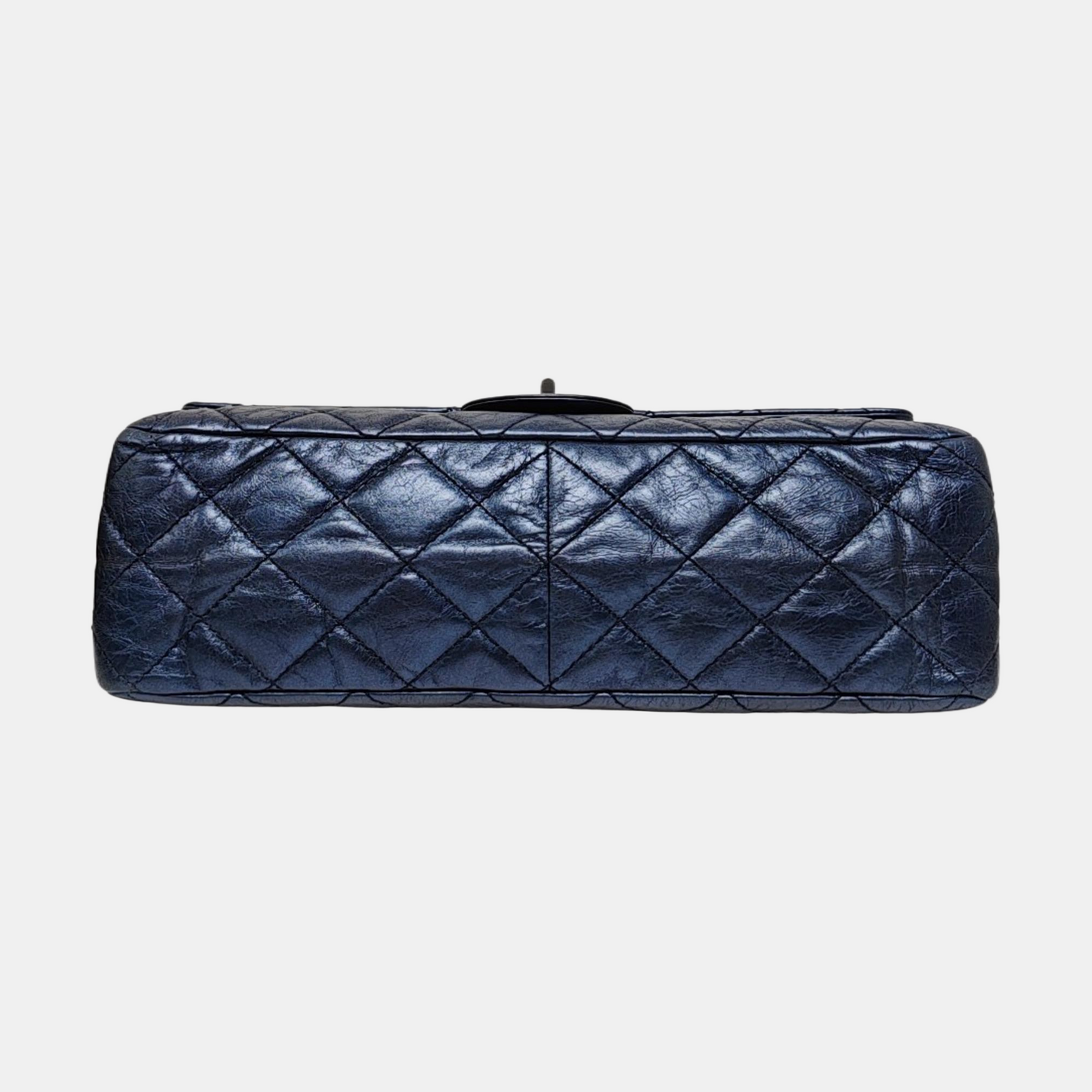 CHANEL 2.55 Maxi Super Large Blue Lamb Leather Quilted Single Shoulder Bag Crossbody Bag Black Hardware 12 Clasp-(SKU)-966137551