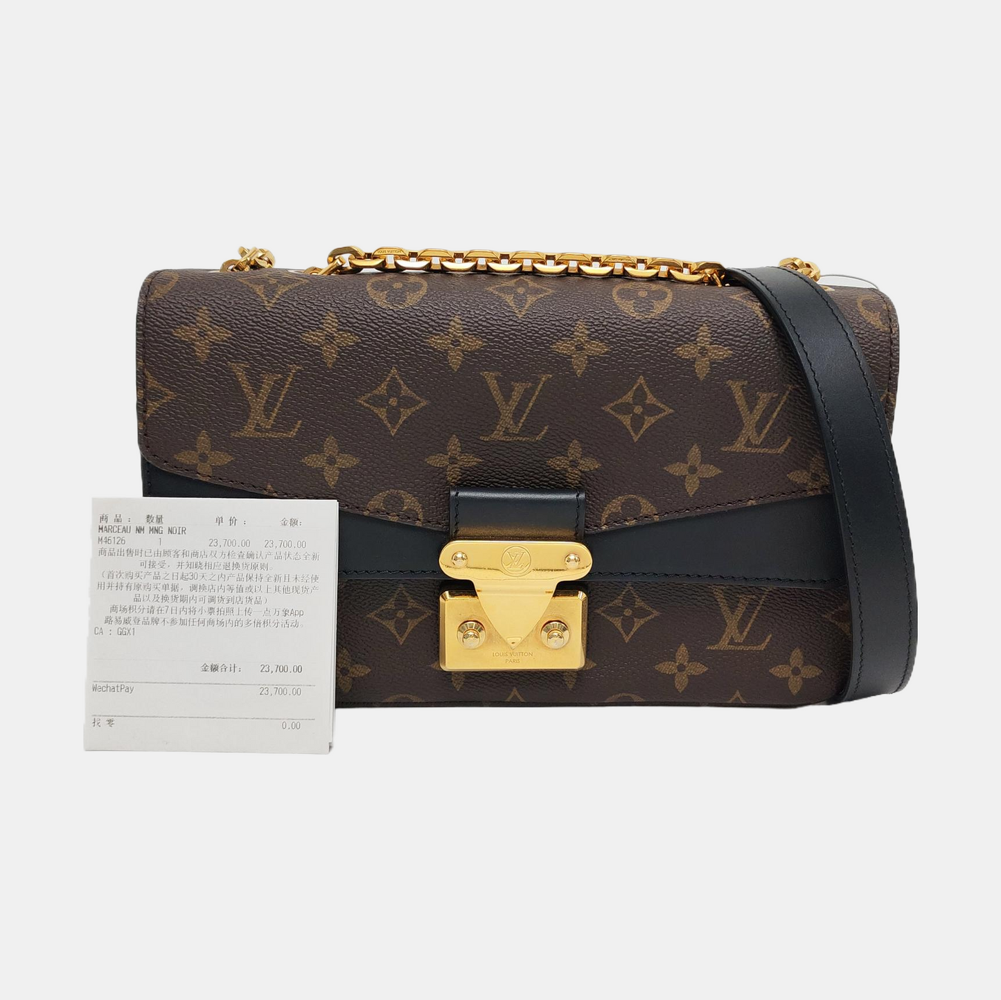 LOUIS VUITTON MARCEAU Brown Coated Canvas Monogram Single Shoulder Bag Crossbody Bag Gold Hardware-(SKU)-966233231