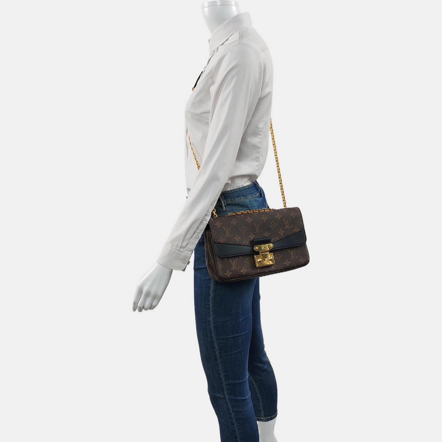 LOUIS VUITTON MARCEAU Brown Coated Canvas Monogram Single Shoulder Bag Crossbody Bag Gold Hardware-(SKU)-966233231