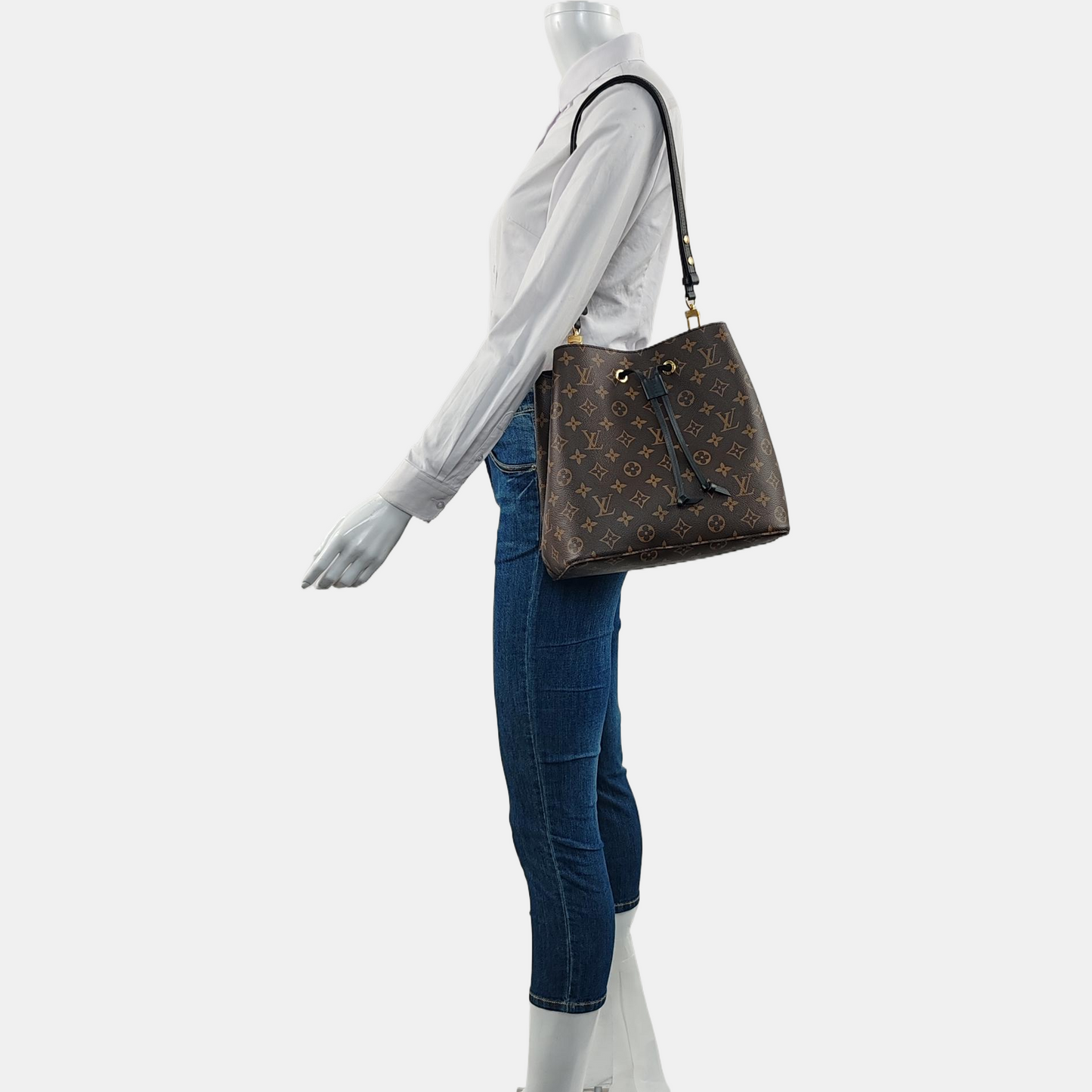 LOUIS VUITTON NÉONOÉ Medium Brown Coated Canvas Monogram Neverfull Shoulder Bag with Gold Hardware and Detachable Strap-(SKU)-966186595
