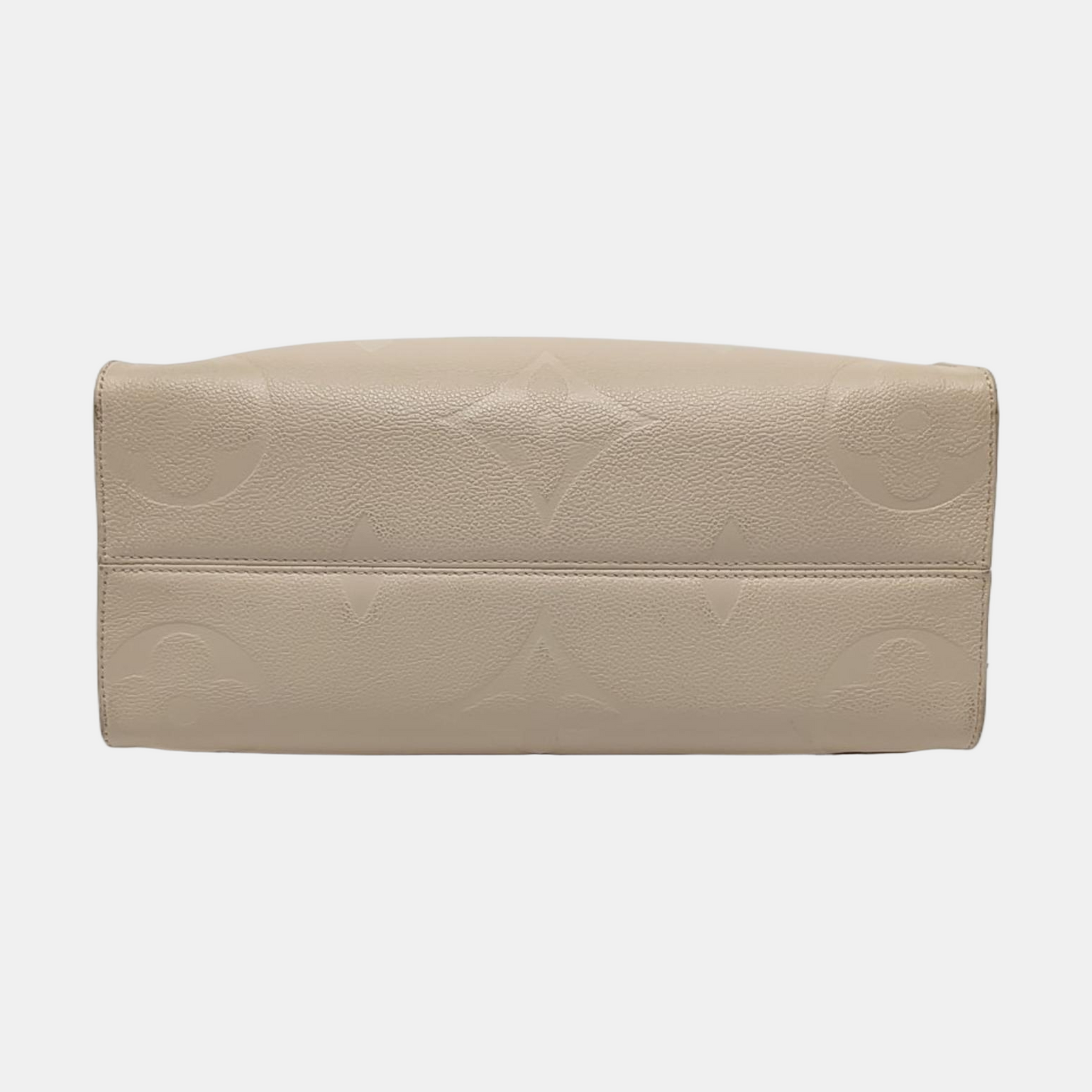 LOUIS VUITTON ONTHEGO Medium-sized Beige Leather Monogram Embossed Jungle Bag Shoulder Bag Tote Bag Golden Hardware-(SKU)-966297097