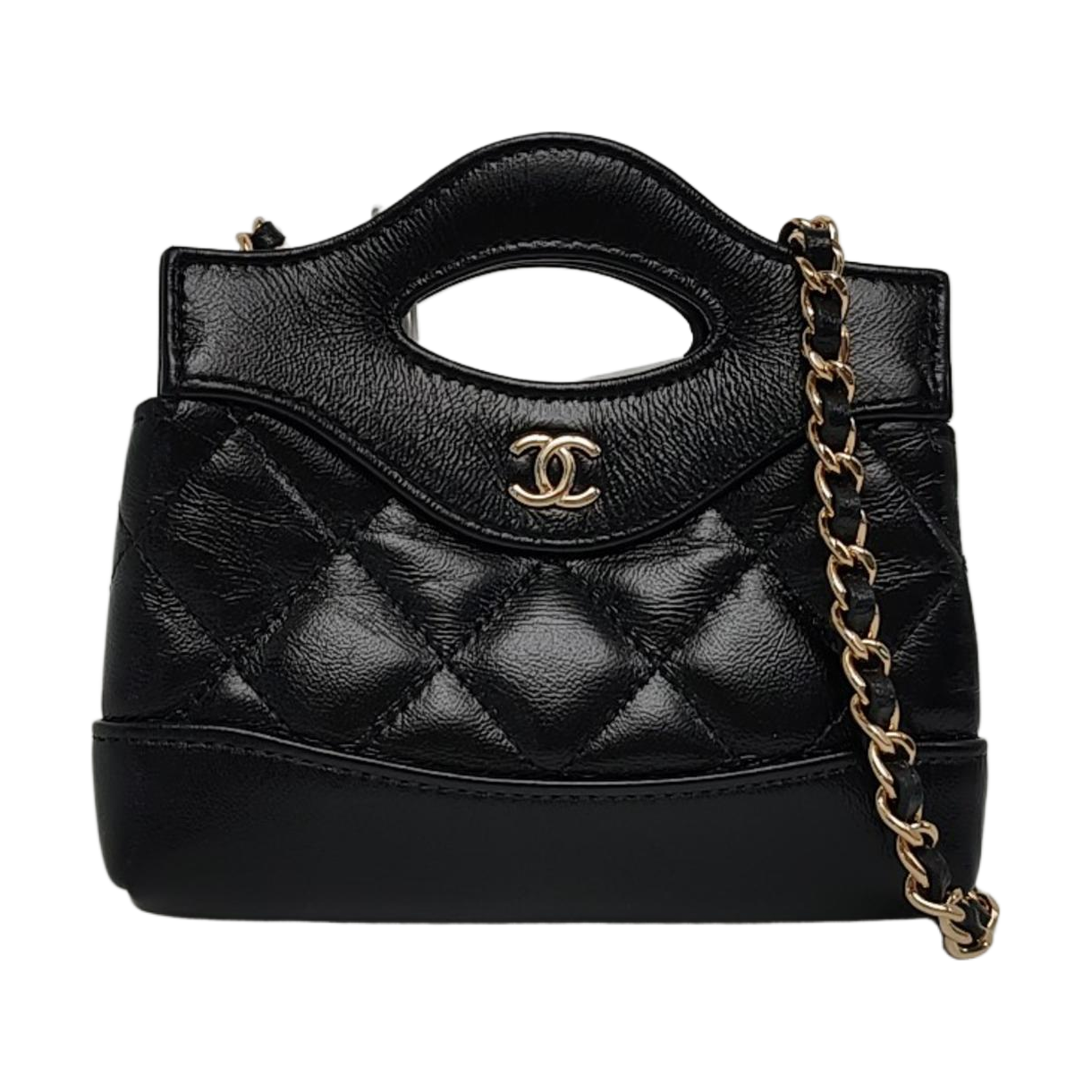 CHANEL CHANEL 31 Super Mini Black Lamb Skin Quilted Shoulder Bag Tote Bag Crossbody Golden Hardware Complete Accessories-(SKU)-966204725