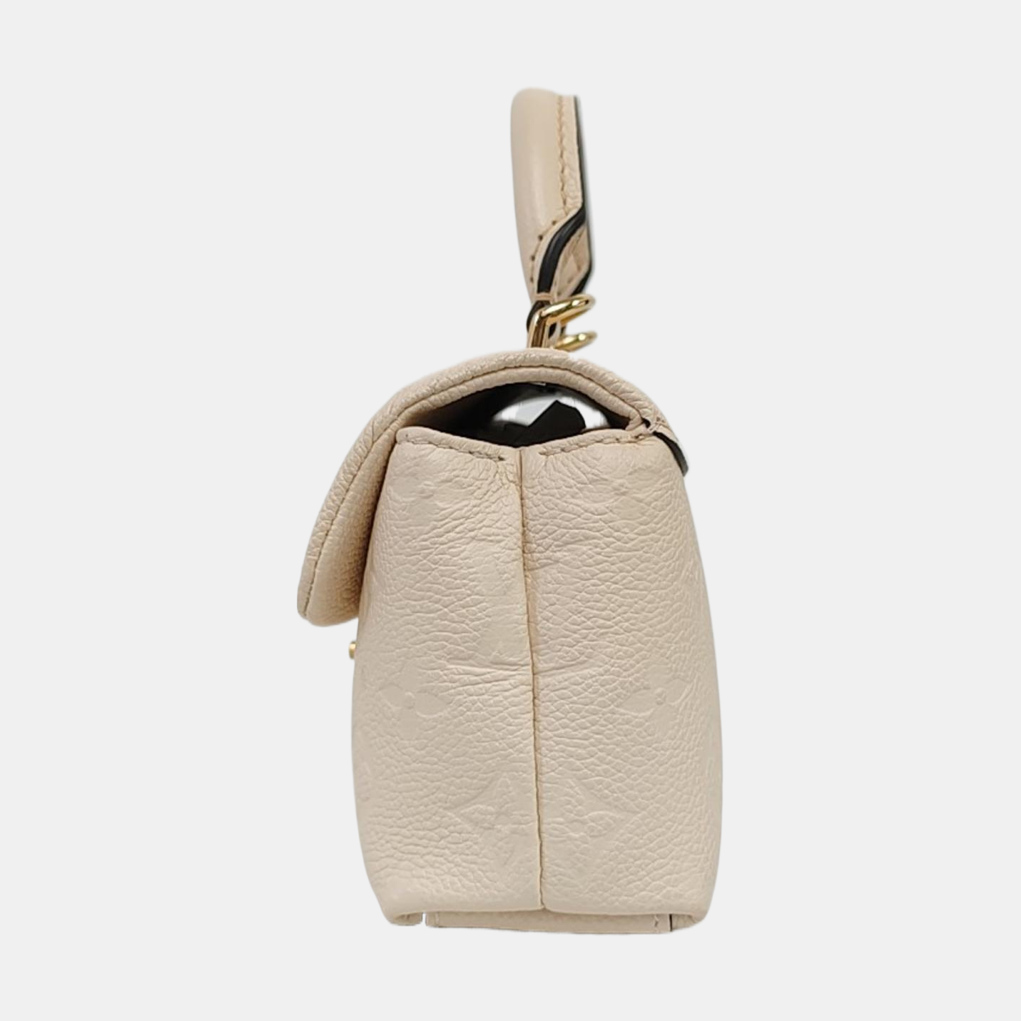 LOUIS VUITTON MADELEIN Nano White Leather Monogram Embossed Shoulder Bag Tote Bag Crossbody Bag Golden Hardware Removable Shoulder Strap Accessories Included-(SKU)-966288276
