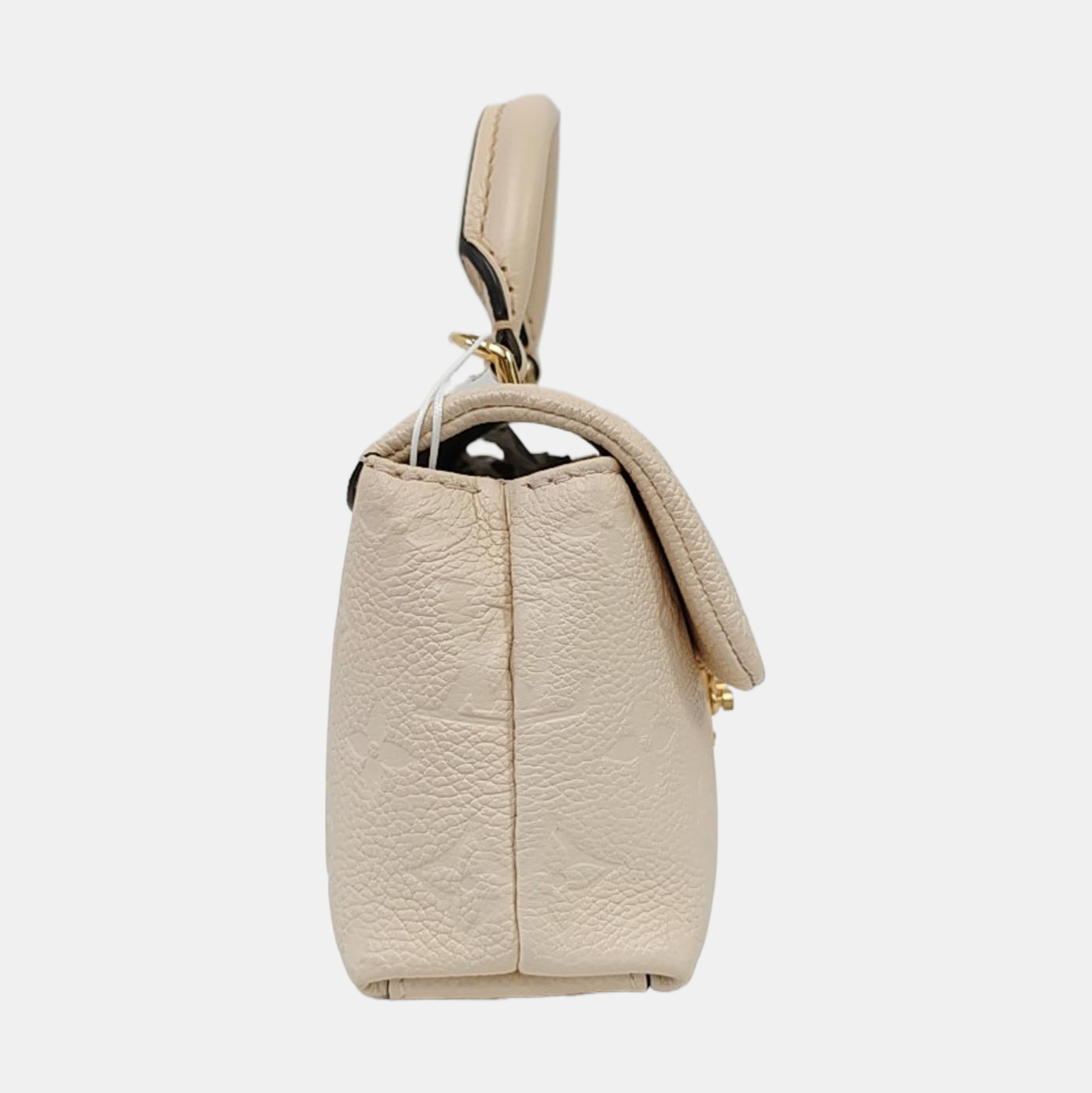 LOUIS VUITTON MADELEIN Nano White Leather Monogram Embossed Shoulder Bag Tote Bag Crossbody Bag Golden Hardware Removable Shoulder Strap Accessories Included-(SKU)-966288276