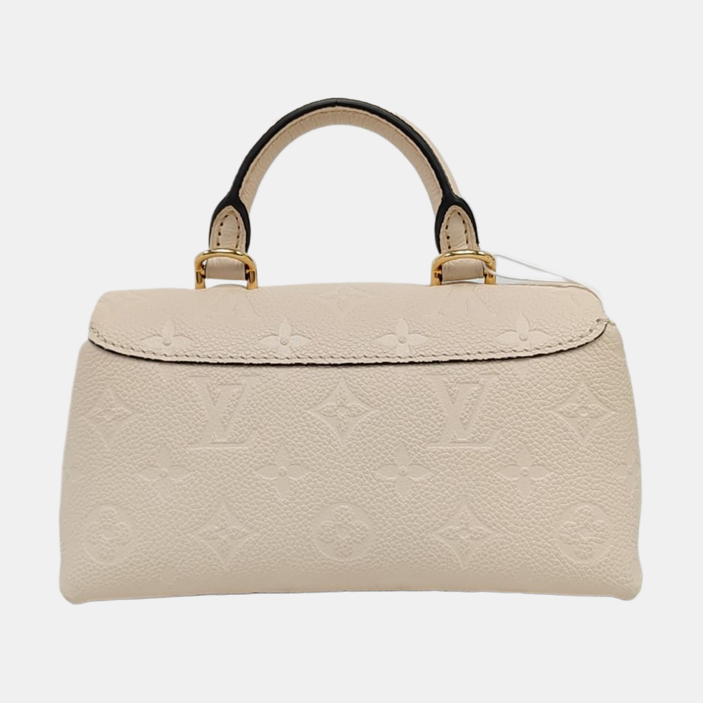 LOUIS VUITTON MADELEIN Nano White Leather Monogram Embossed Shoulder Bag Tote Bag Crossbody Bag Golden Hardware Removable Shoulder Strap Accessories Included-(SKU)-966288276