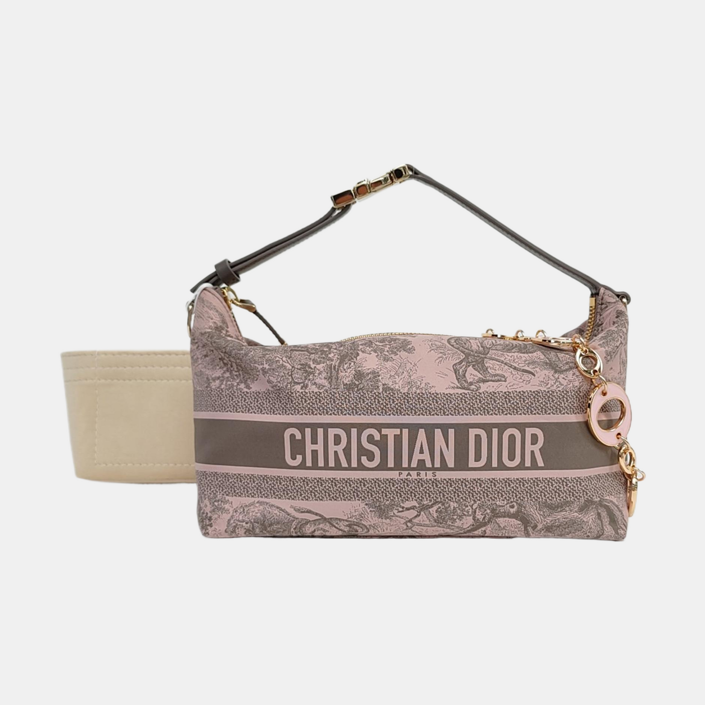 DIOR Diortravel Nomad Medium Pink Fabric Embroidered Bento Bag Handbag Shoulder Bag Silver Hardware-(SKU)-966617777
