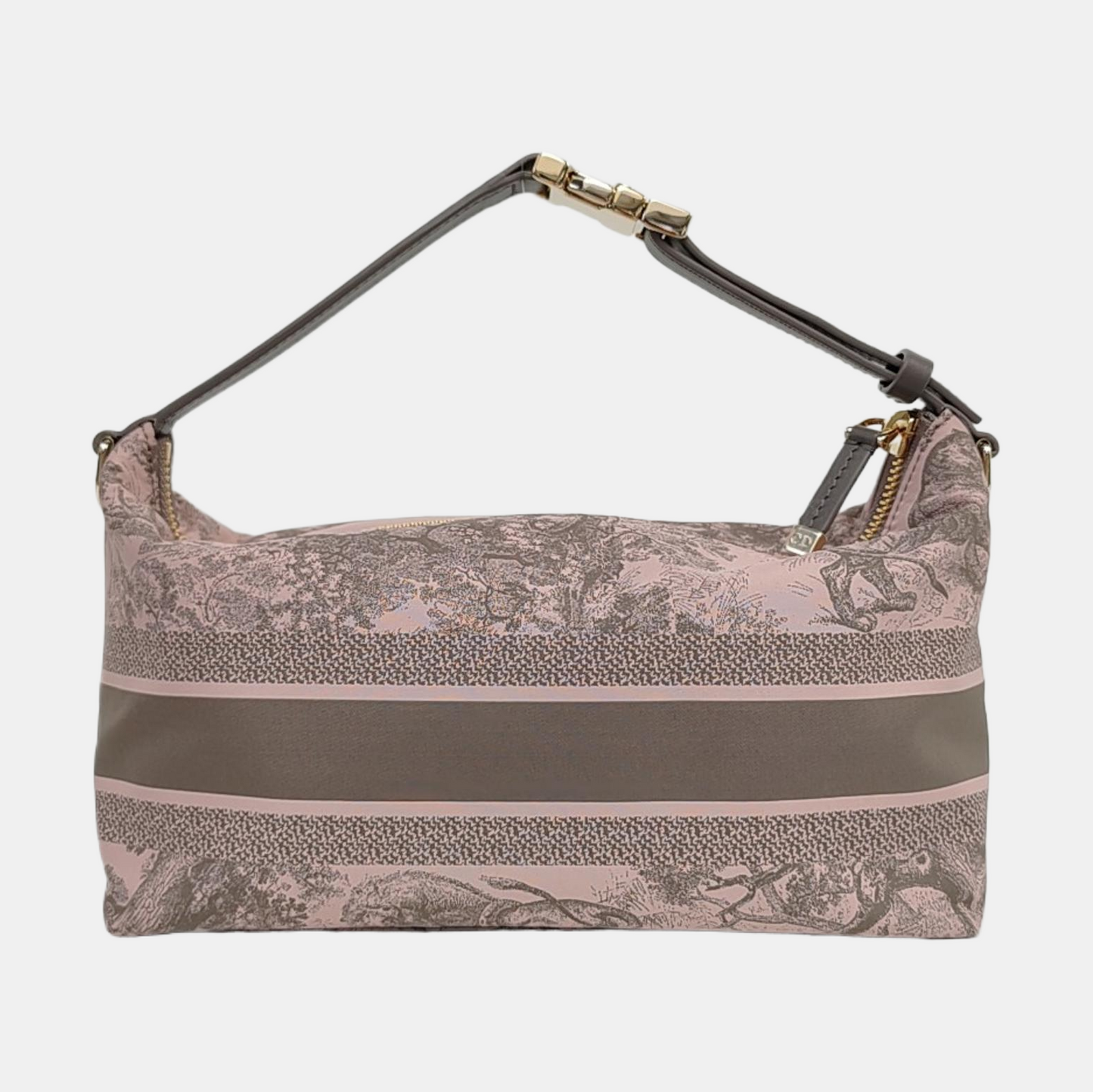DIOR Diortravel Nomad Medium Pink Fabric Embroidered Bento Bag Handbag Shoulder Bag Silver Hardware-(SKU)-966617777