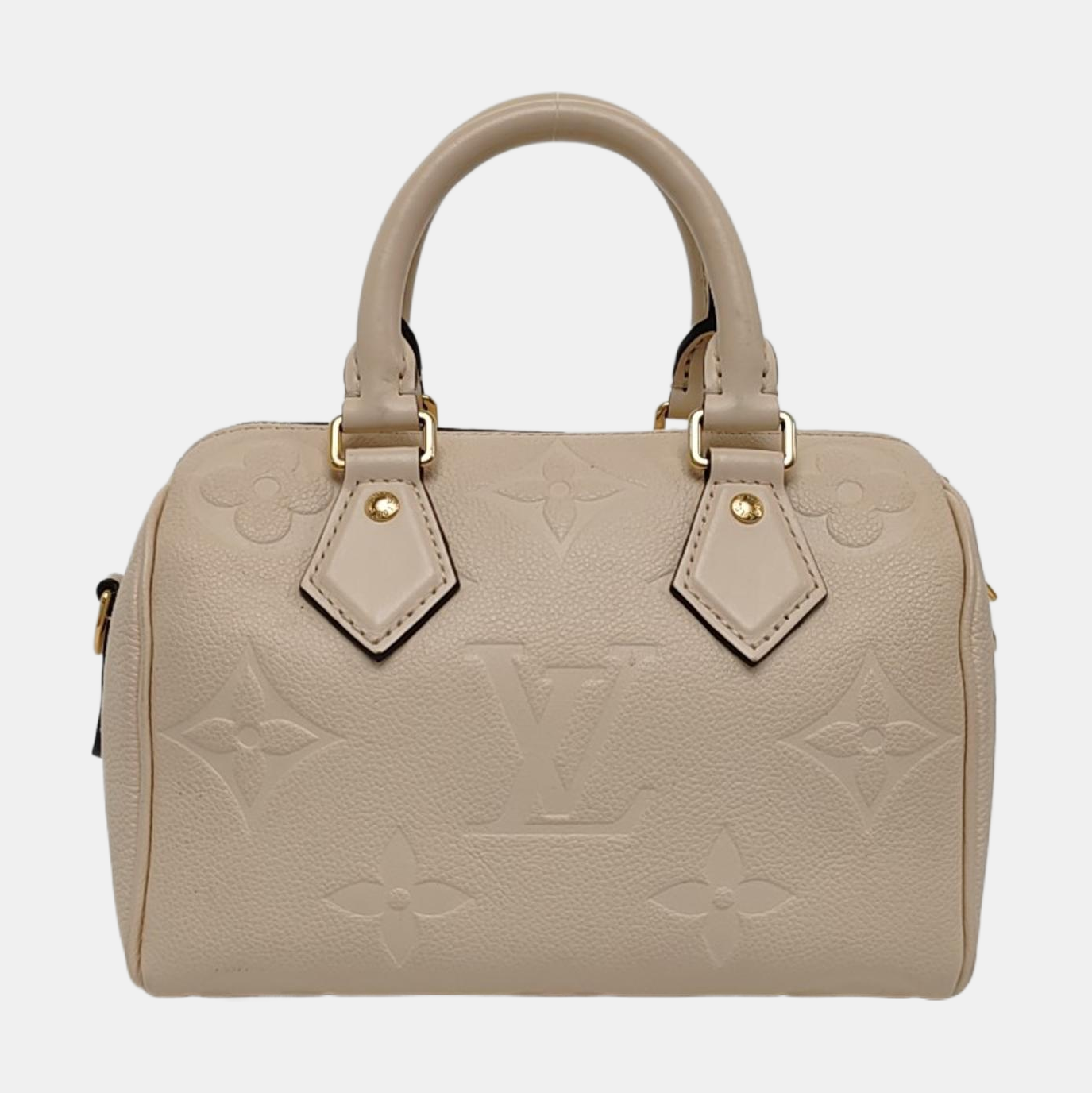 LOUIS VUITTON SPEEDY 20 Beige Leather Monogram Vernis Boston Bag Shoulder Bag Crossbody Handbag with Gold Hardware and Removable Strap-(SKU)-966135797