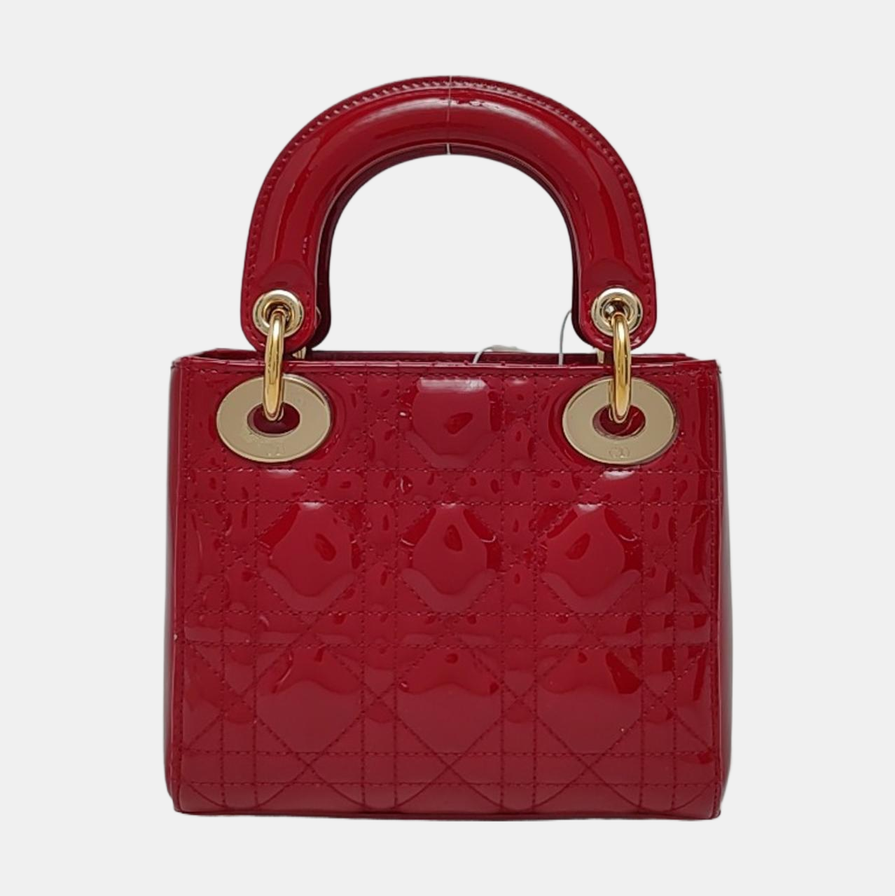 DIOR Lady Dior Mini Red Patent Lambskin Quilted Cannage Three Shoulder Bag, Crossbody Bag, Handbag with Detachable Strap-(SKU)-966772518