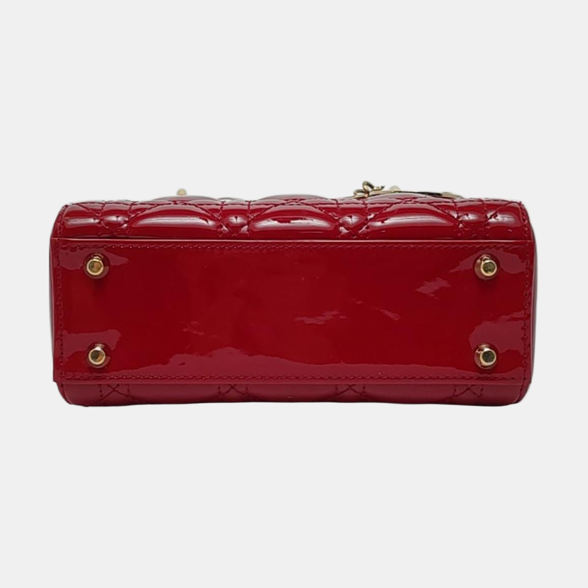 DIOR Lady Dior Mini Red Patent Lambskin Quilted Cannage Three Shoulder Bag, Crossbody Bag, Handbag with Detachable Strap-(SKU)-966772518