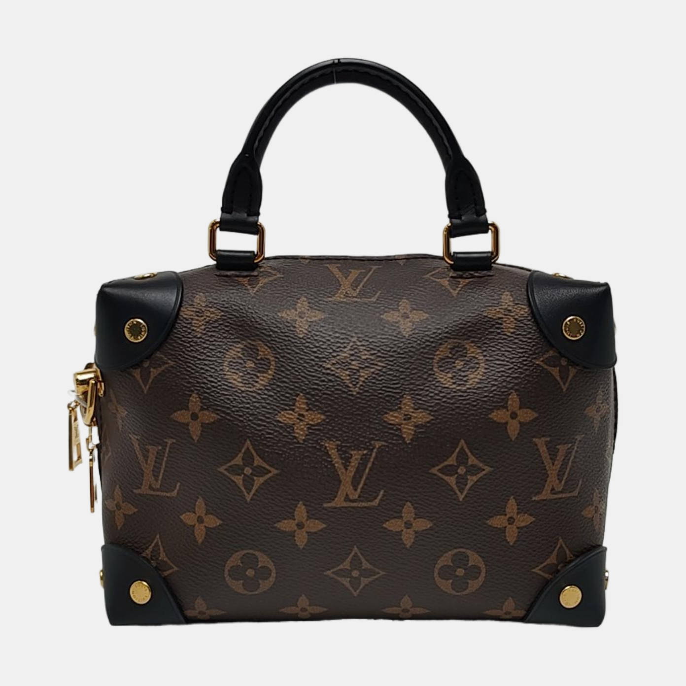 LOUIS VUITTON PETITE MALLE Brown Coated Canvas Monogram Crossbody Shoulder Bag Tote Bag Single Shoulder Bag Golden Hardware 2 Removable Shoulder Straps-(SKU)-949596506