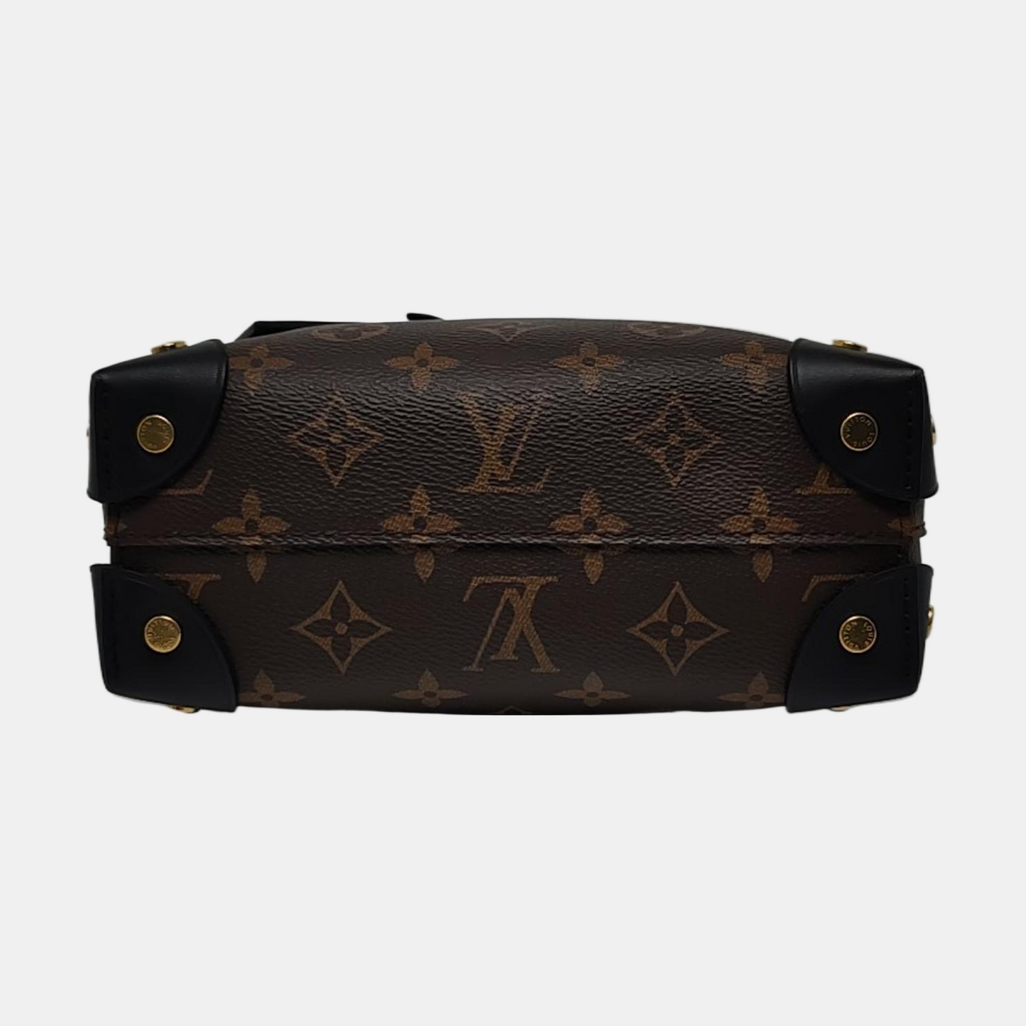 LOUIS VUITTON PETITE MALLE Brown Coated Canvas Monogram Crossbody Shoulder Bag Tote Bag Single Shoulder Bag Golden Hardware 2 Removable Shoulder Straps-(SKU)-949596506
