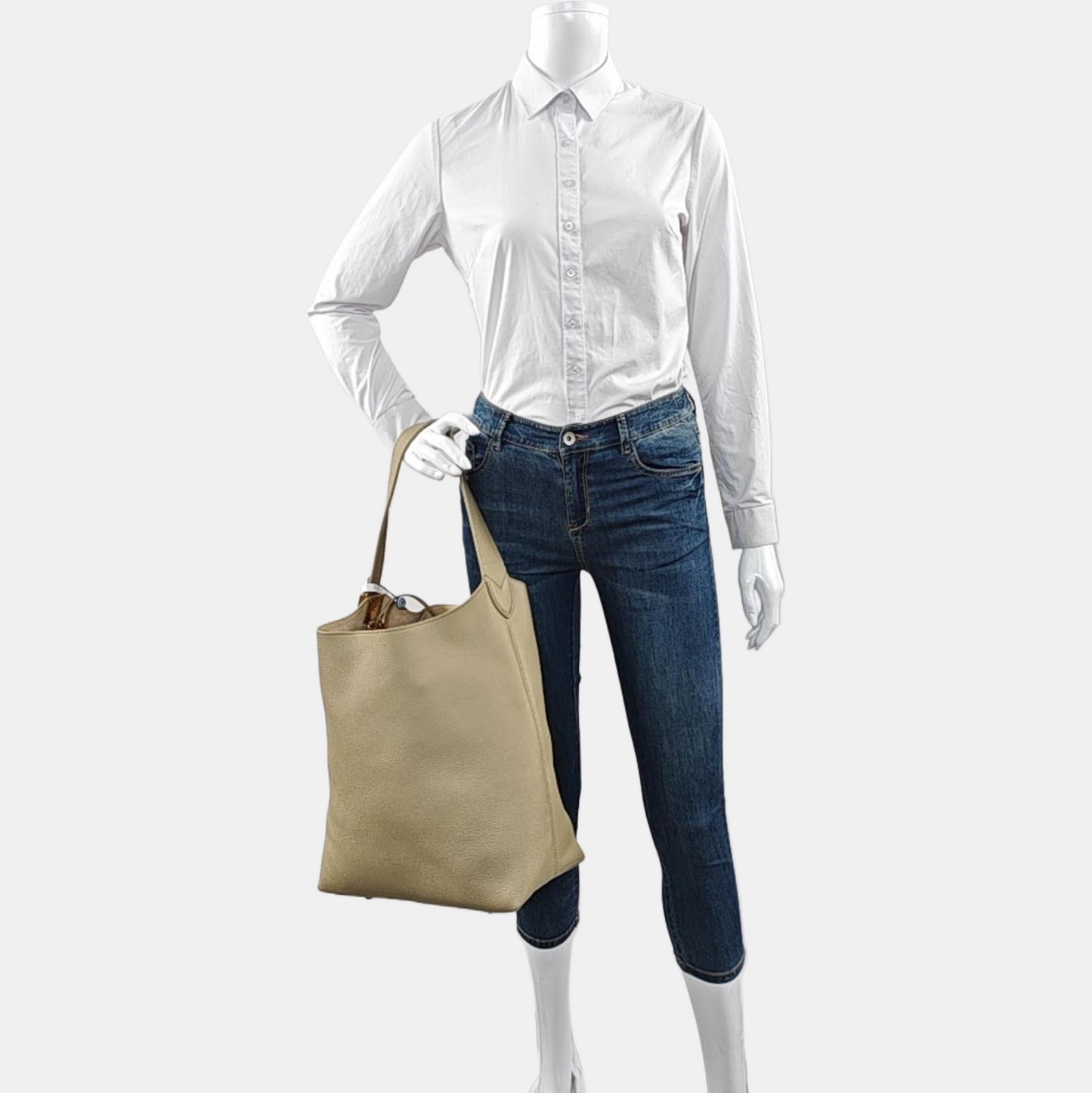 LOUIS VUITTON LOW KEY HOBO Medium Size Greenish Grey Calfskin Monogram Shoulder Bag, Handbag with Detachable Strap-(SKU)-966606063