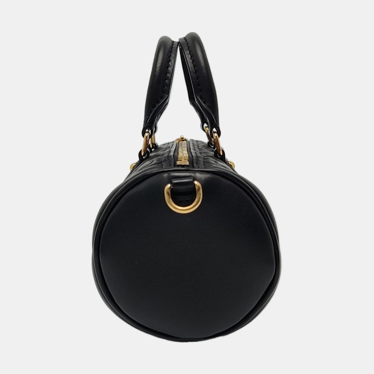 LOUIS VUITTON PAPILLON BB Black Leather Monogram Quilted Boston Bag Single Shoulder Bag, Handbag, Crossbody Bag, Gold Hardware, 2 Detachable Shoulder Straps-(SKU)-966453968